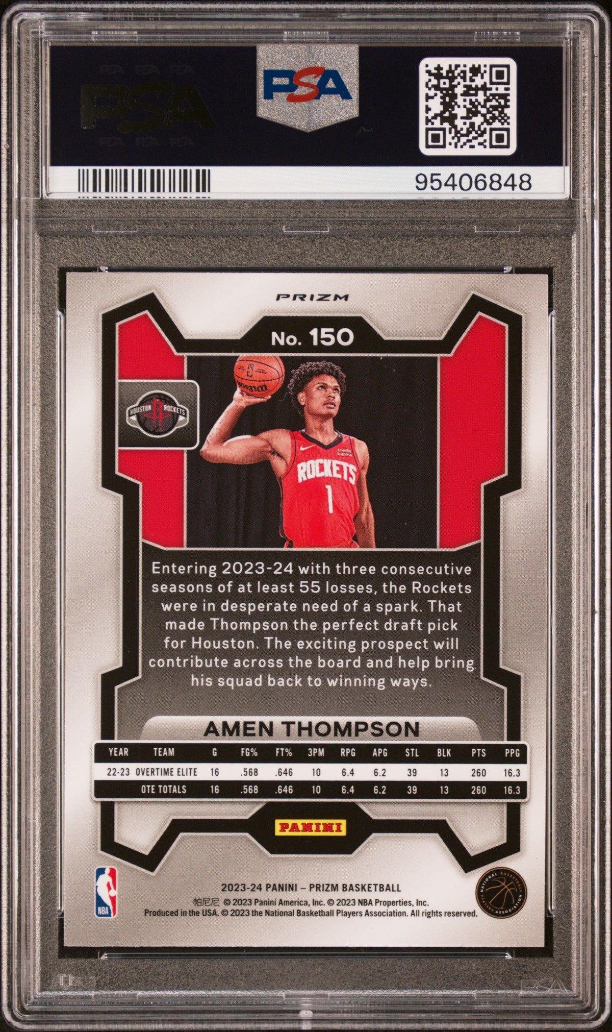 2023 Panini Prizm Amen Thompson Orange Ice PSA 9