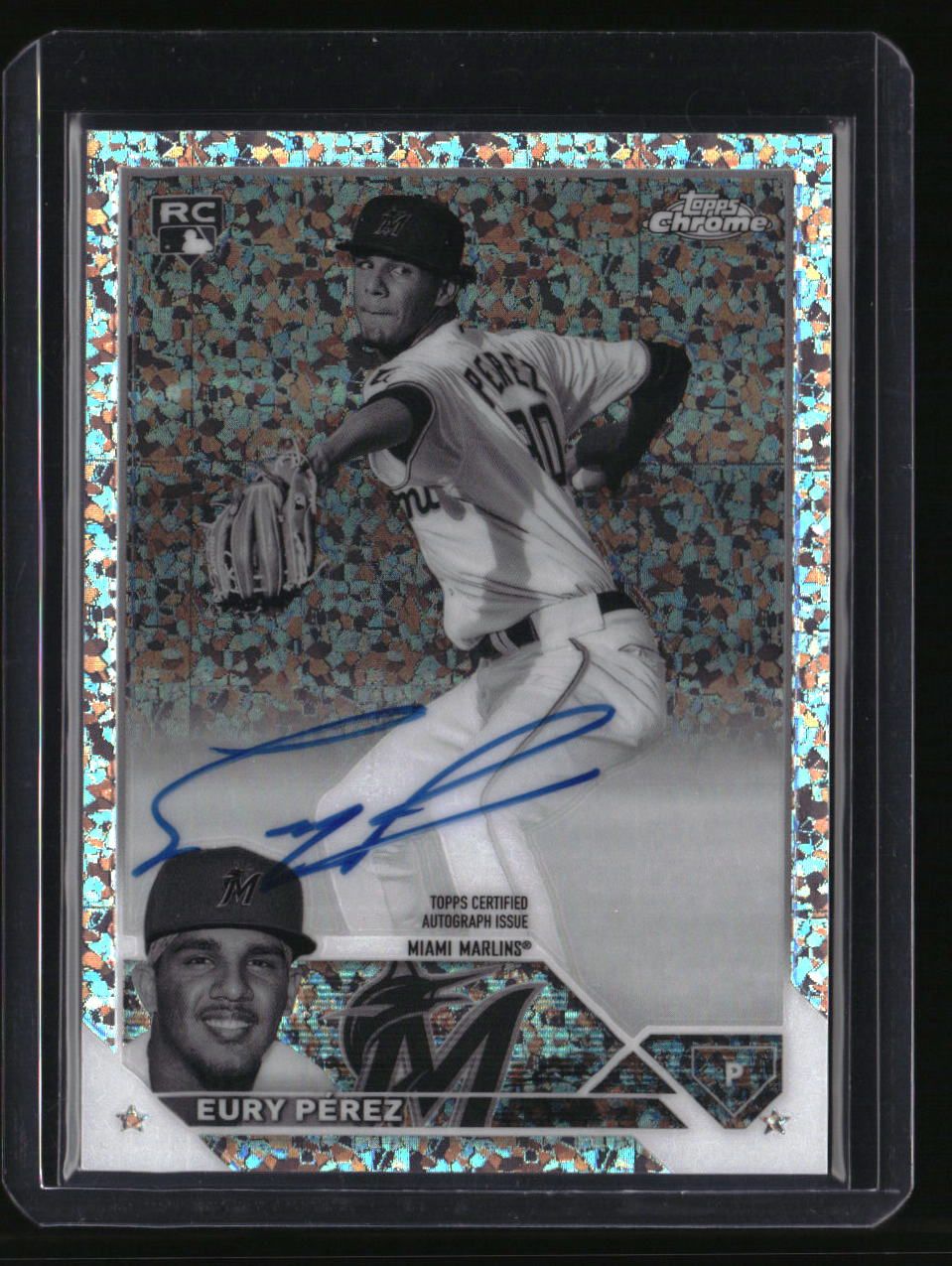 2023 Topps Chrome Update Eury Pérez Autographs B&amp;W Mini Diamond