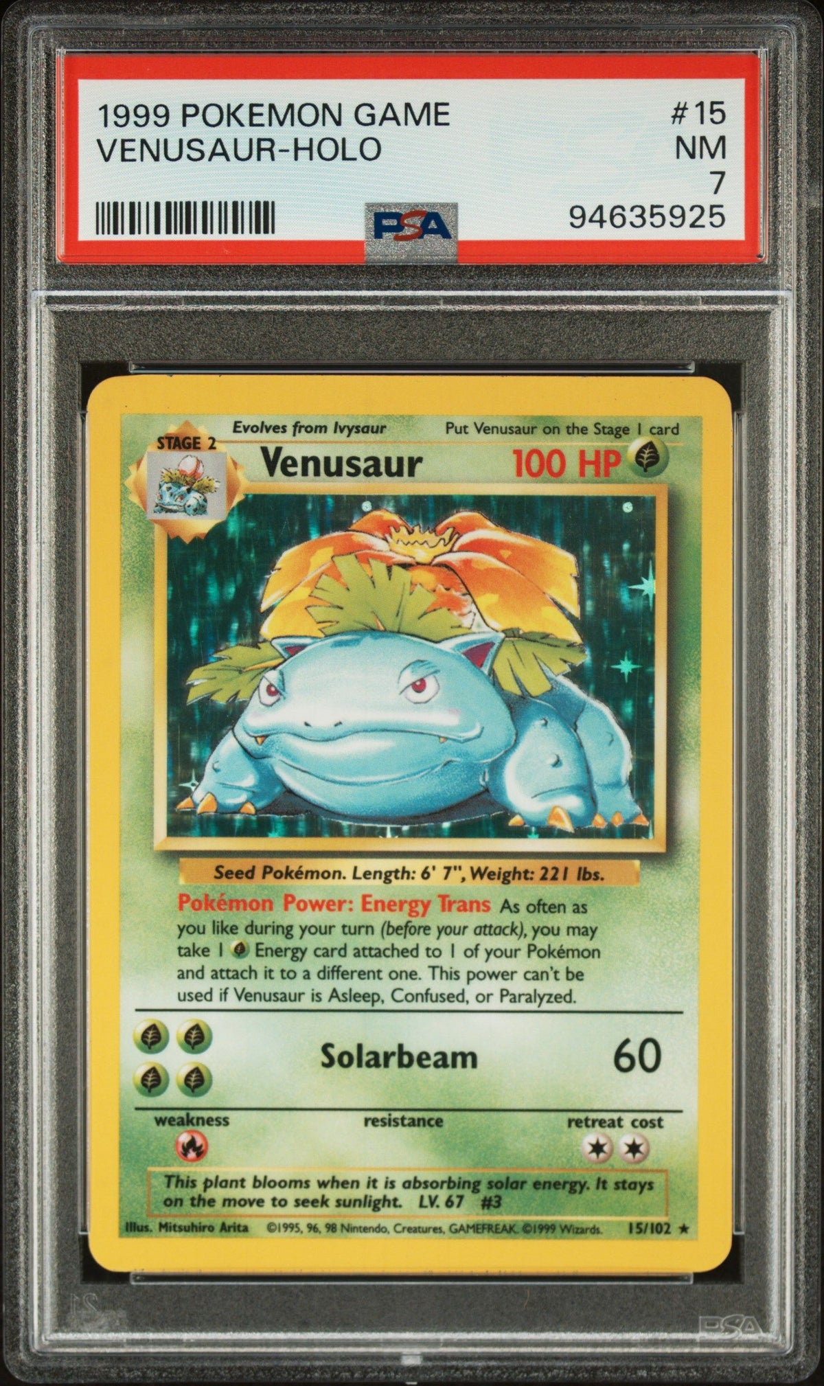 1999 Pokemon Game Venusaur-Holo PSA 7