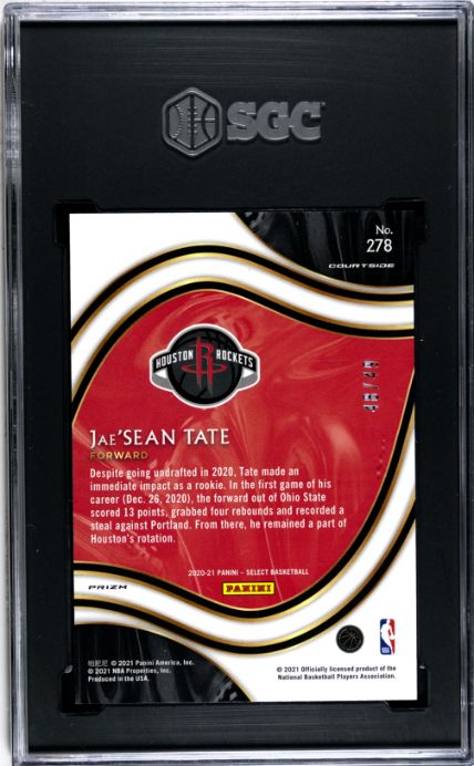 2020-21 Panini Select Jae&#39;Sean Tate Red Disco Prizm SGC 10