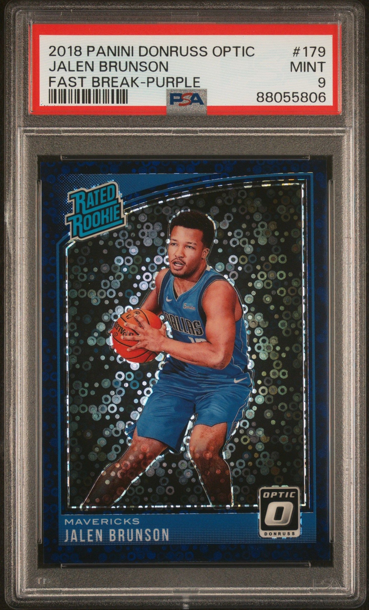 2018 Panini Donruss Optic Jalen Brunson Fast Break-Purple PSA 9