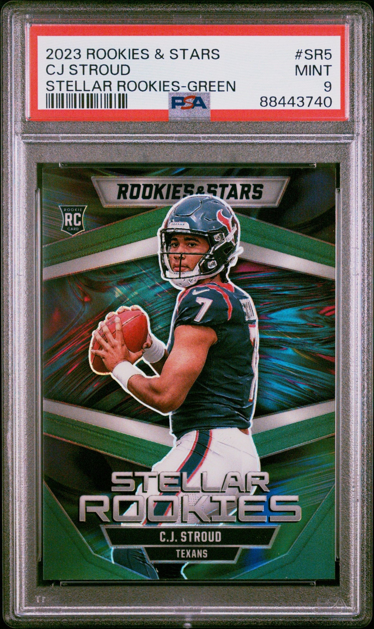 2023 Panini Rookies &amp; Stars Stellar Rookies Cj Stroud Green PSA 9