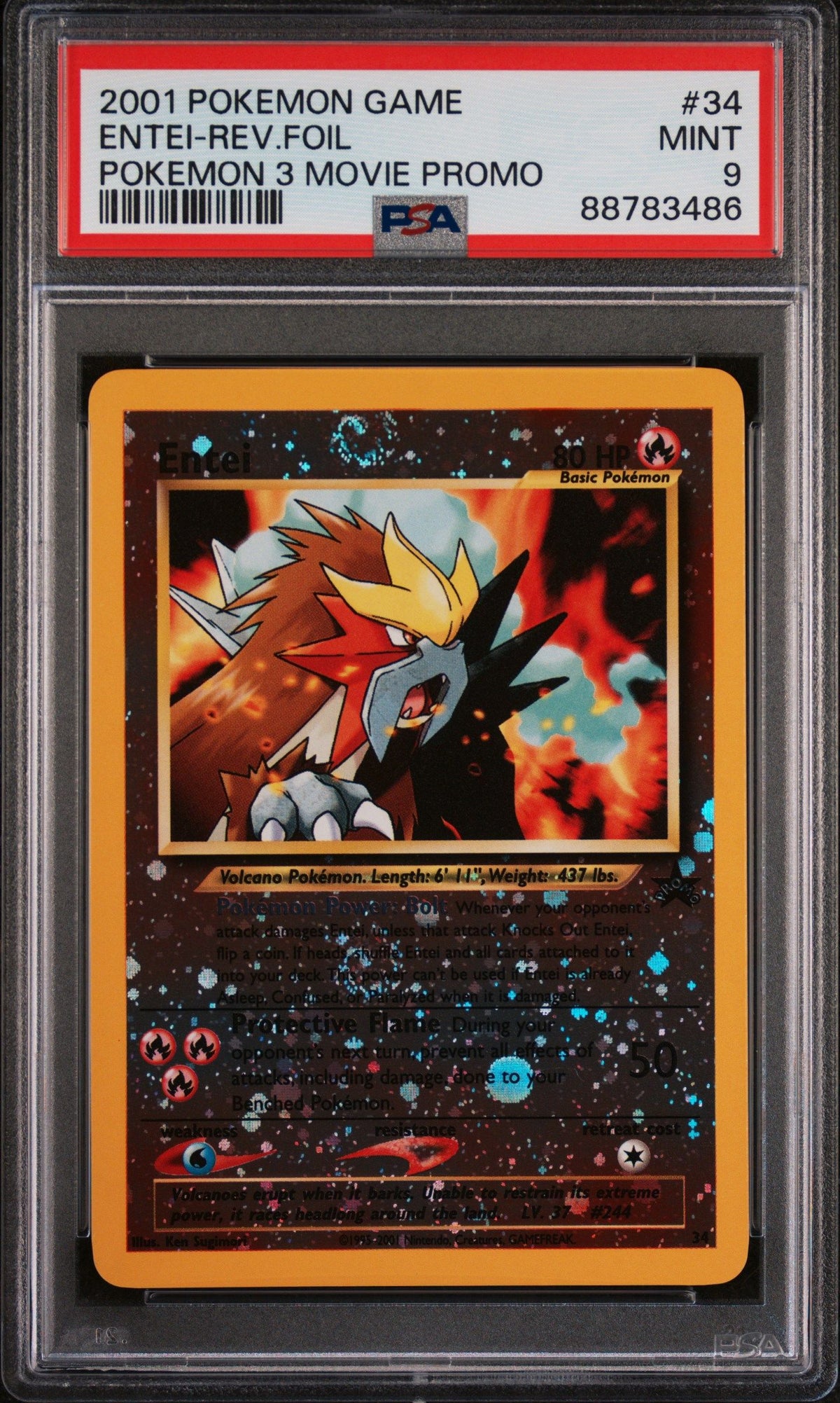 2001 Pokemon Game Movie Entei-Rev.Foil Pokemon 3 Movie Promo PSA 9 88783486