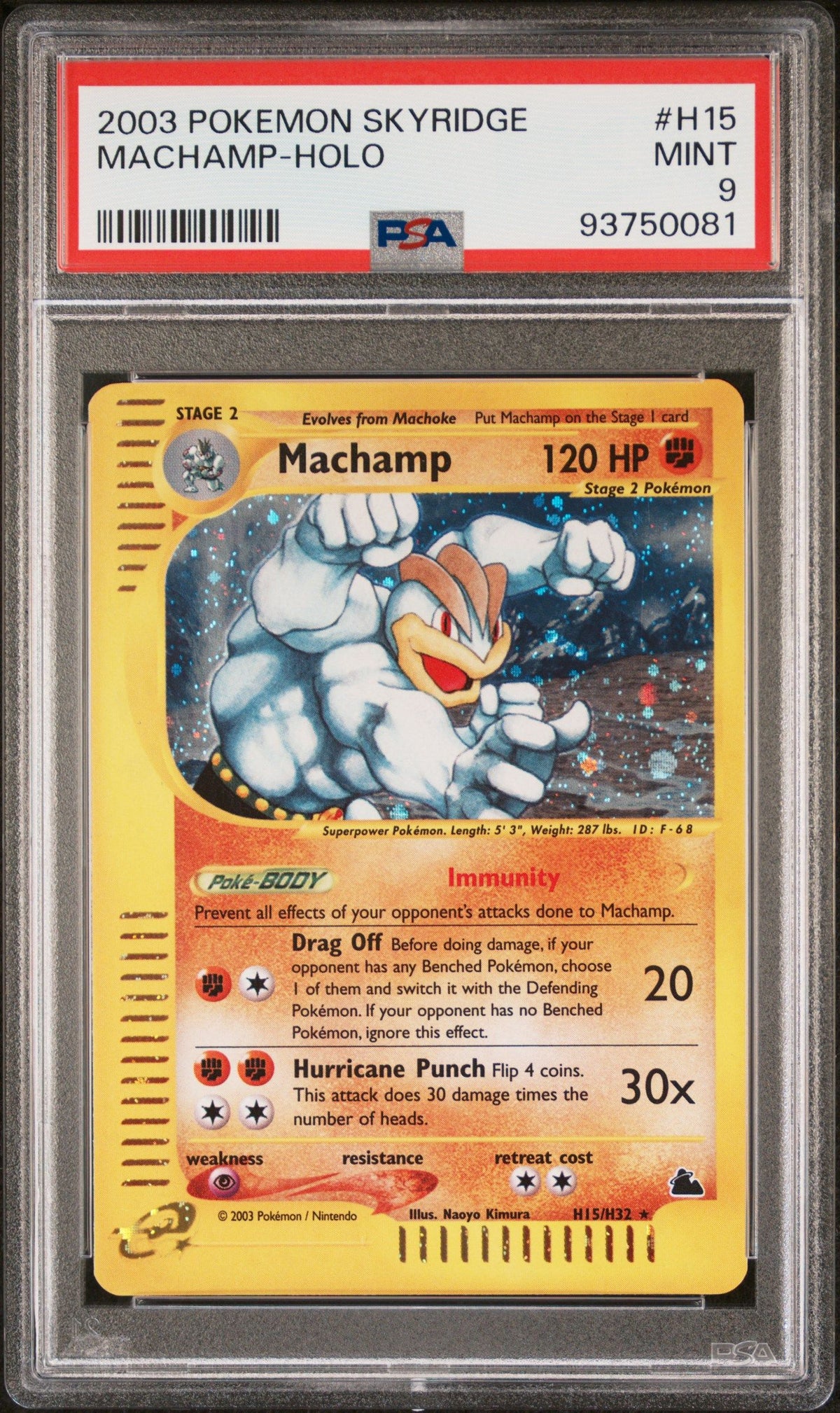 2003 Pokemon Skyridge Machamp-Holo PSA 9