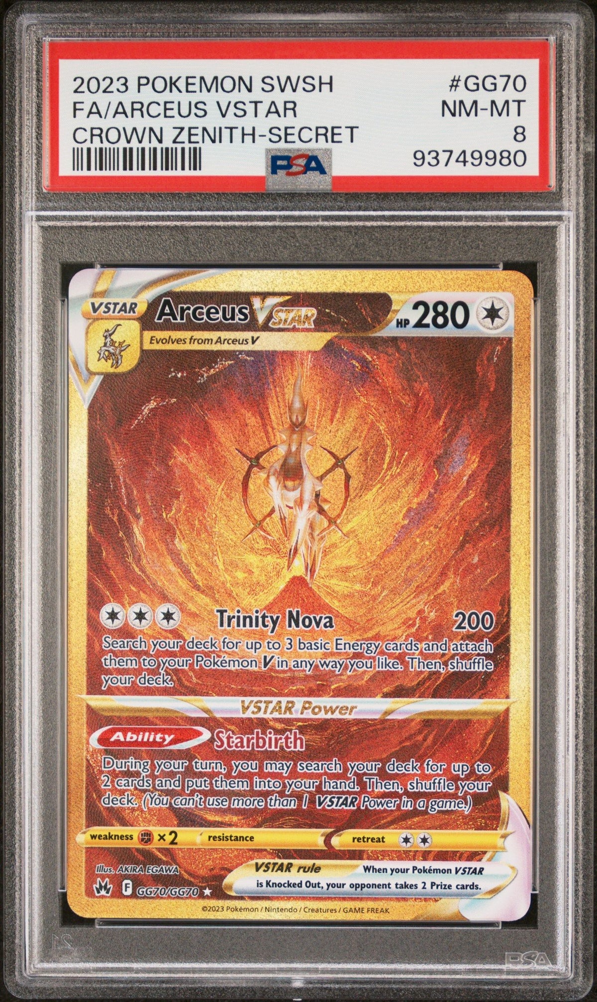 2023 Pokemon Sword And Shield Fa/Arceus Vstar Crown Zenith-Secret PSA 8