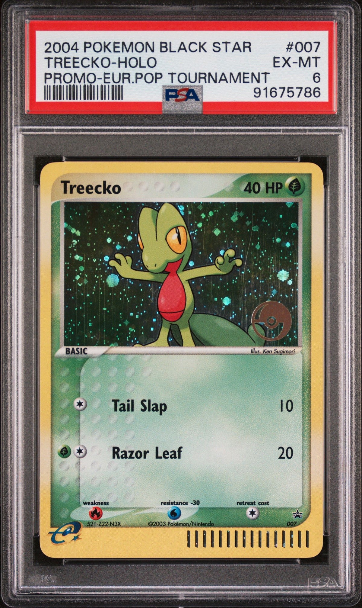 2004 Pokemon Black Star Promo Treecko-Holo Promo-Eur.Pop Tournament PSA 6