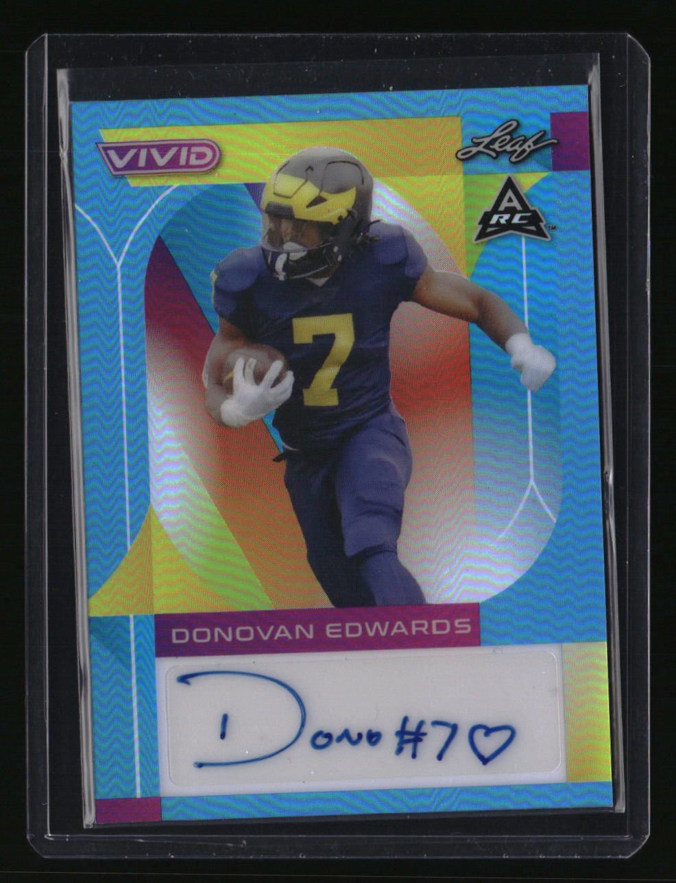 2023 Leaf Vivid Donovan Edwards Autographs Prismatic Teal #/1