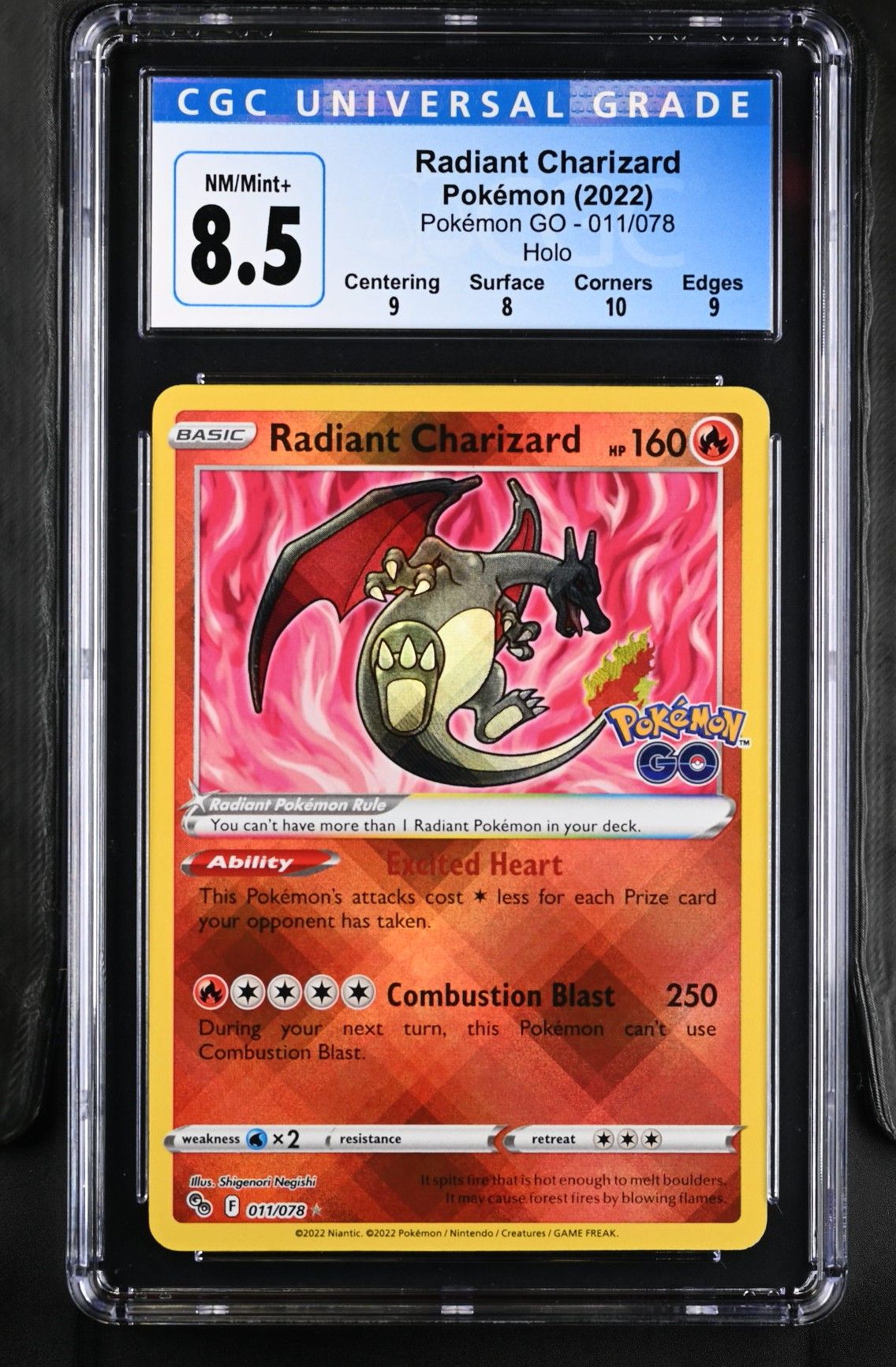 2022 Pokémon GO Radiant Charizard CGC 8.5