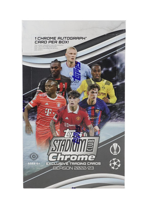 2022/23 Topps Stadium Club Chrome UEFA Club Competitions Soccer Hobby Box