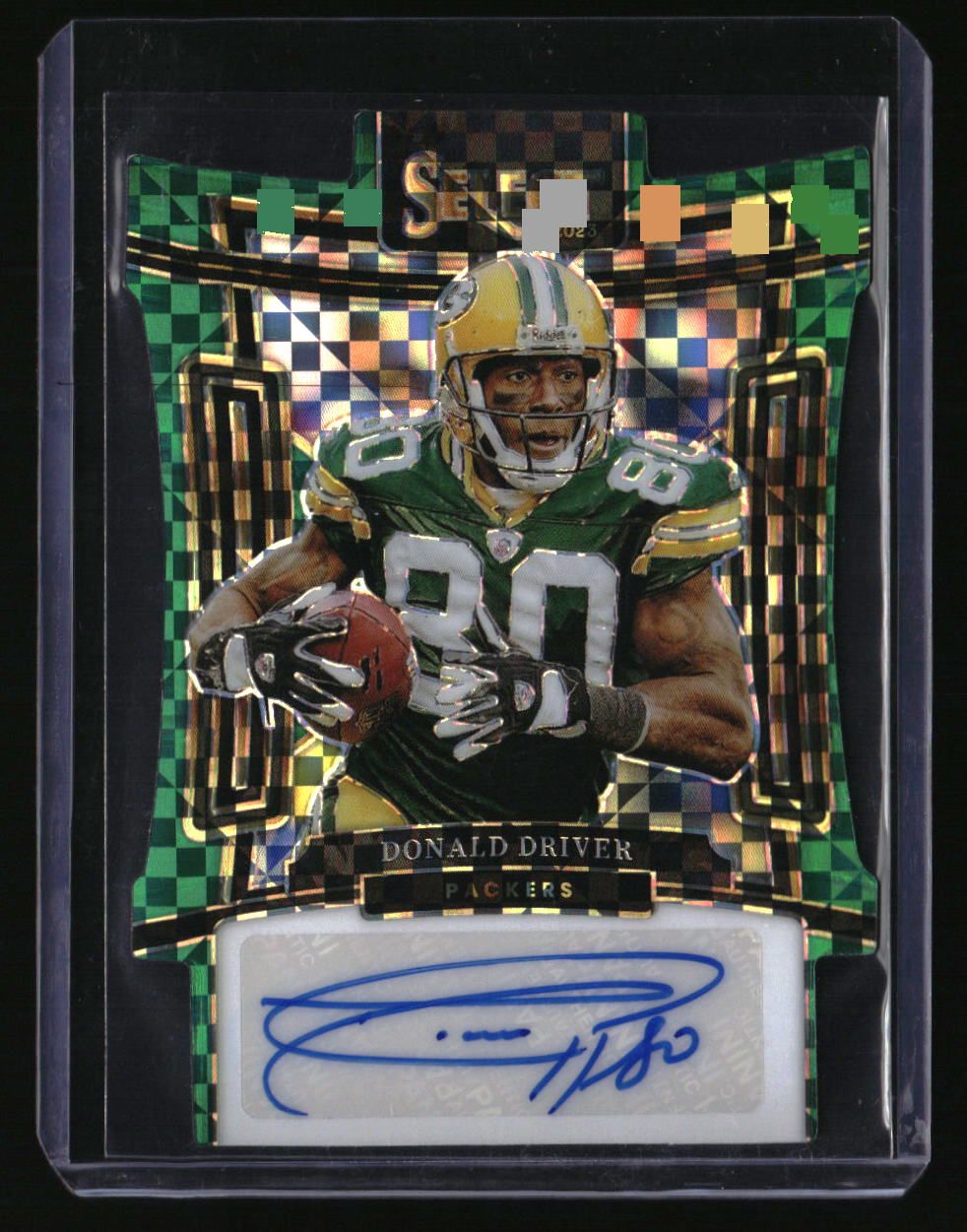 2023 Panini Select Donald Driver Signatures Green Prizm Die-Cut #/5