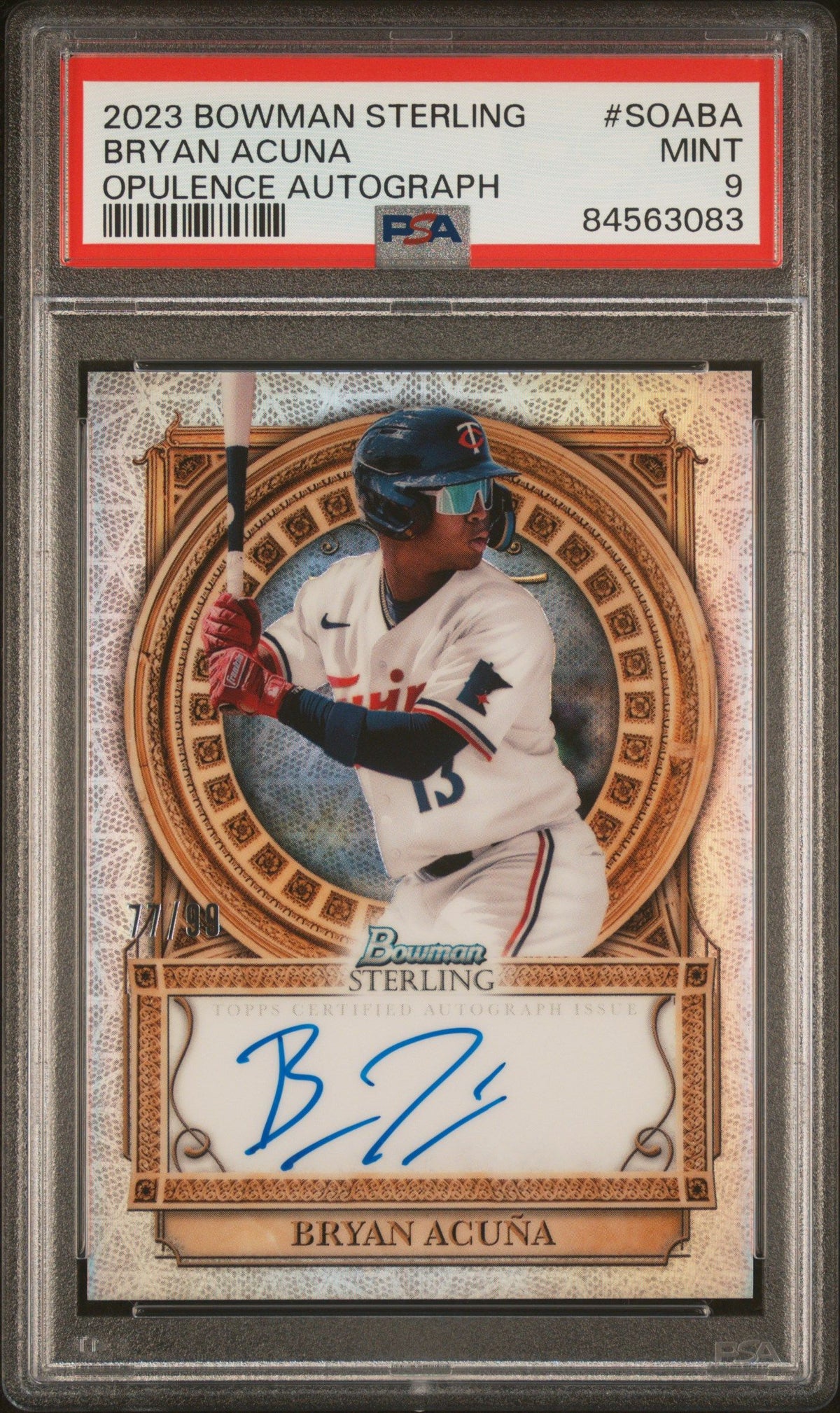 2023 Bowman Sterling Sterling Opulence Autographs #SOABA Bryan Acuna PSA 9