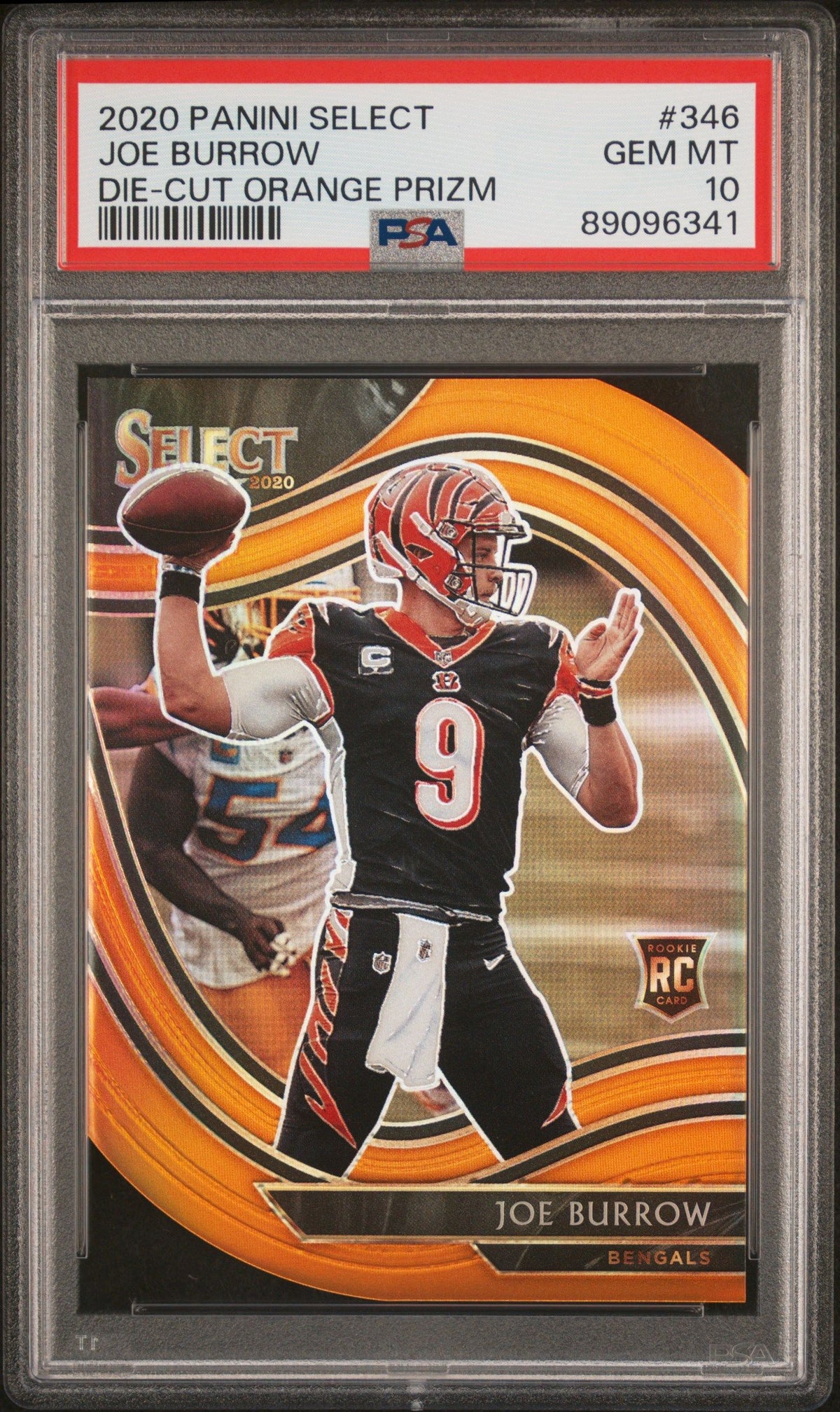 2020 Panini Select #346 Joe Burrow Die-Cut Orange Prizm PSA 10