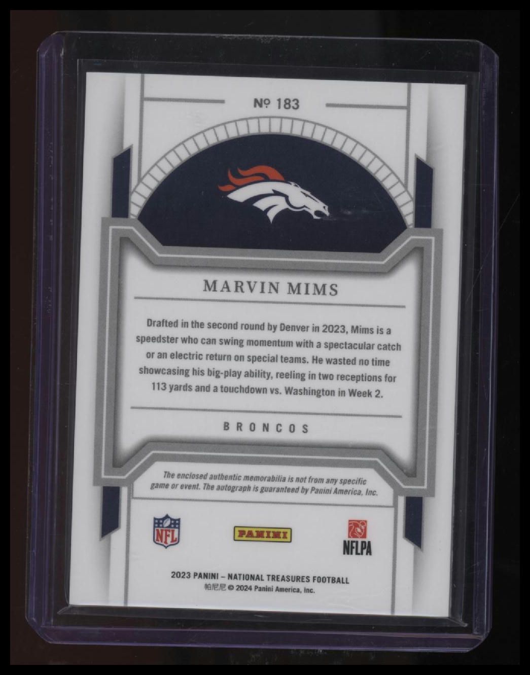 2023 National Treasures Marvin Mims RPA Stars and Stripes Holo Silver #/25