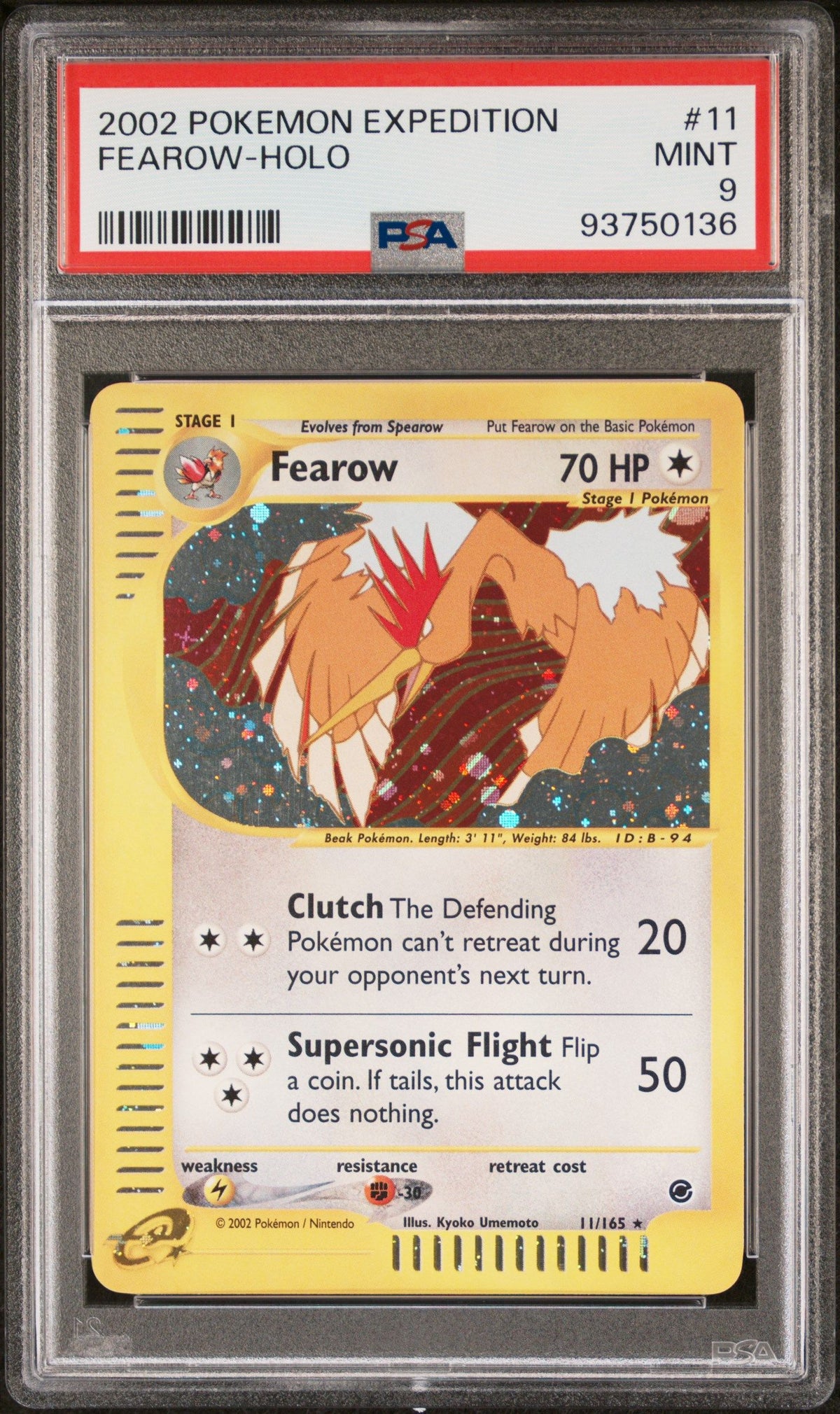 2002 Pokemon Expedition Fearow-Holo PSA 9