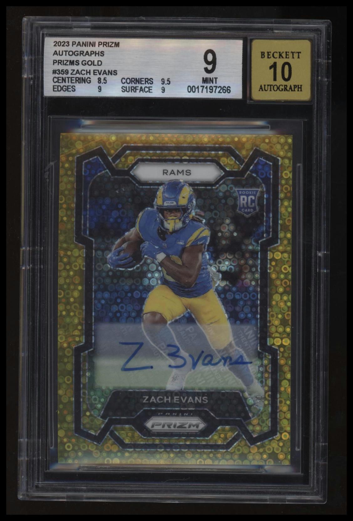 2023 Panini Prizm Autographs Prizms Gold Zach Evans BGS 9.0