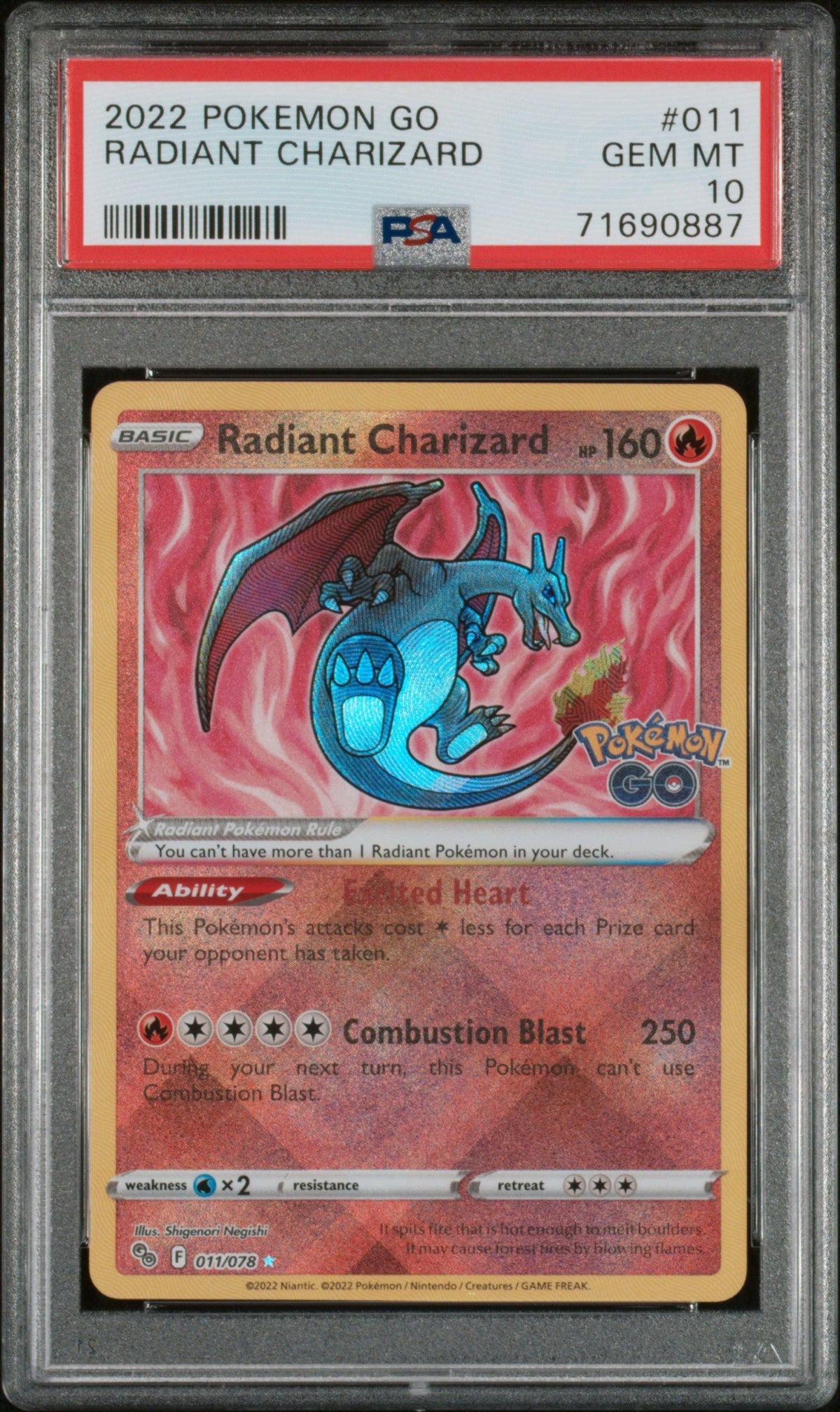 2022 Pokemon Go Radiant Charizard PSA 10 71690887