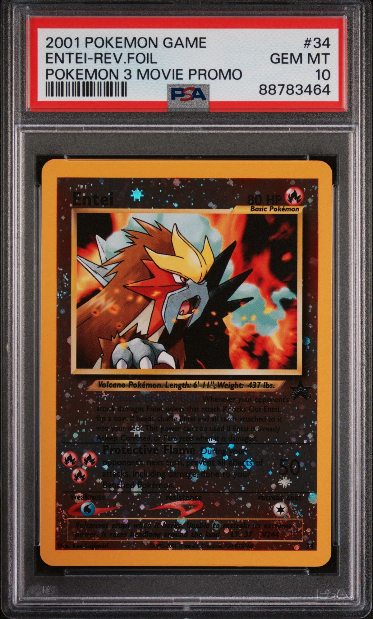 2001 Pokemon Game Movie Entei-Rev.Foil PSA 10 88783464