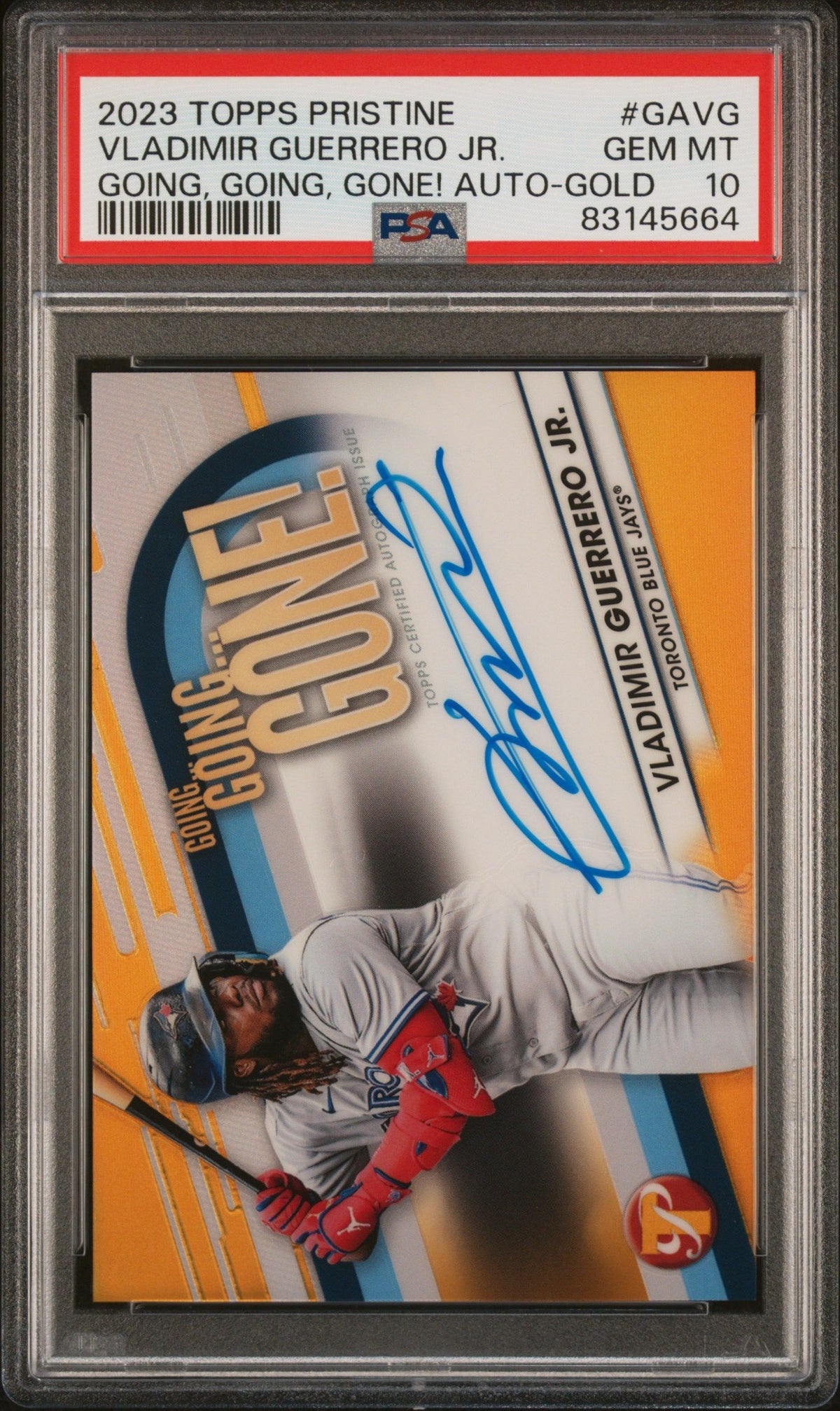 2023 Topps Pristine Going, Going, Gone! Vladimir Guerrero Jr. Auto Gold PSA 10