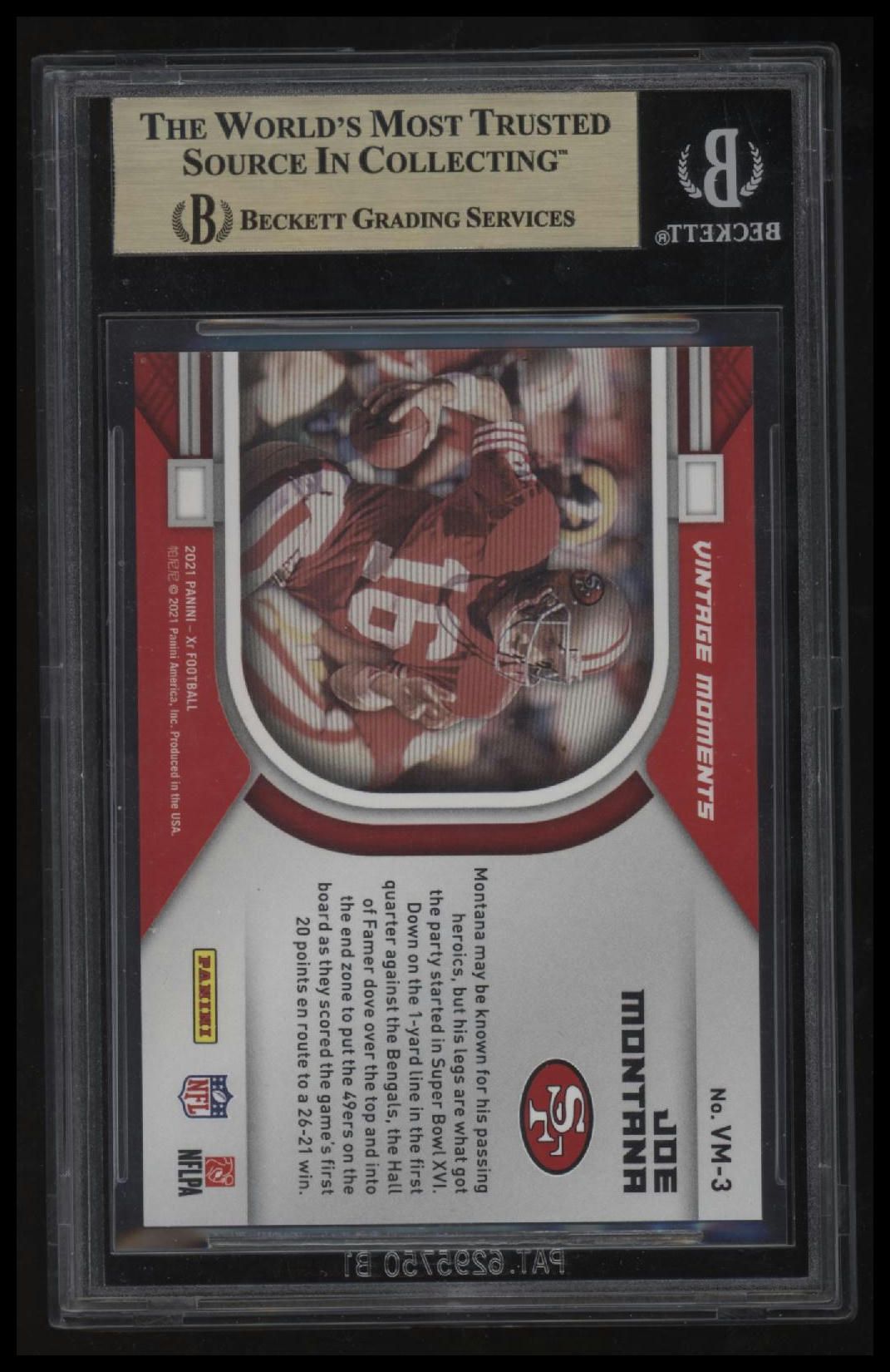 2021 Panini XR Vintage Moments White Joe Montana BGS 9.5