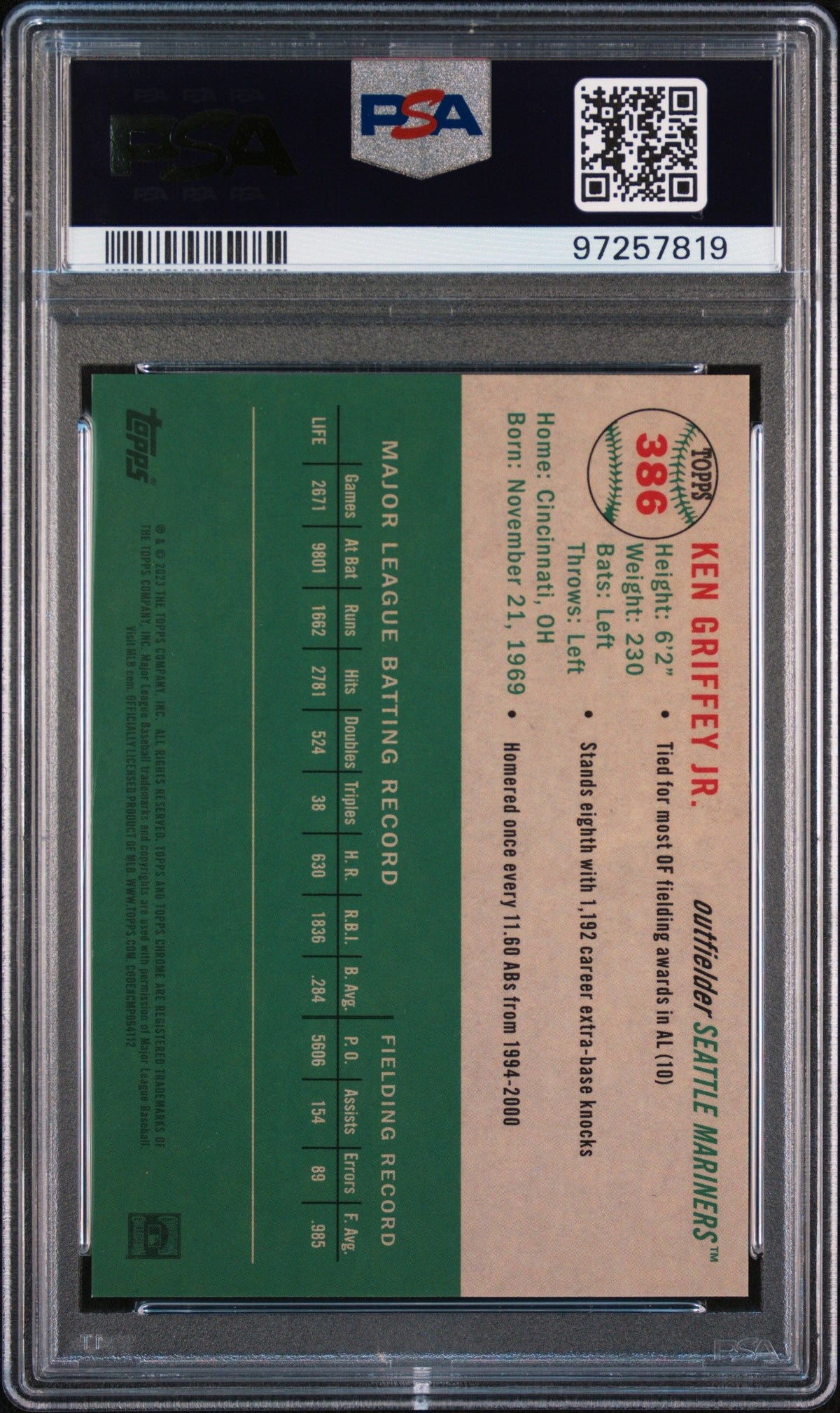 2023 Platinum Anniversary Ken Griffey Jr. Plt Toile Cream/Rose Gld Ref PSA 10