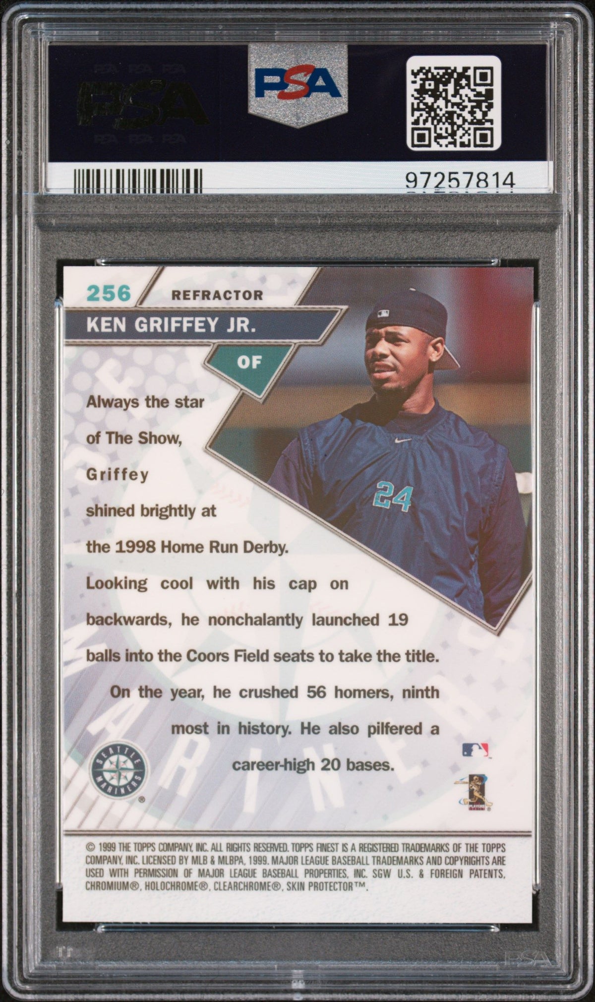 1999 Finest Ken Griffey Jr. Refractor W/Coating PSA 9