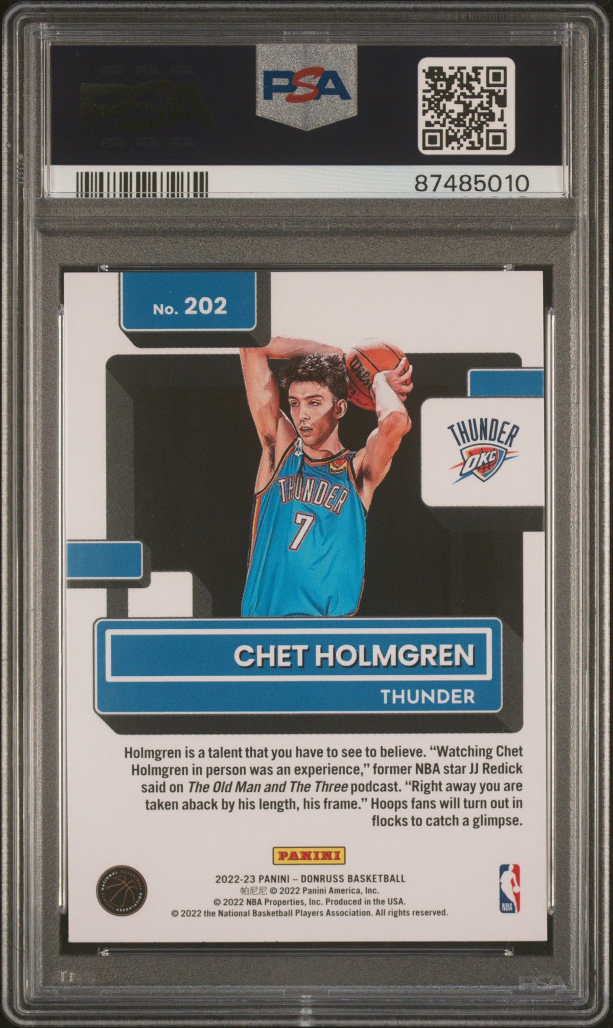 2022 Panini Donruss Chet Holmgren PSA 10