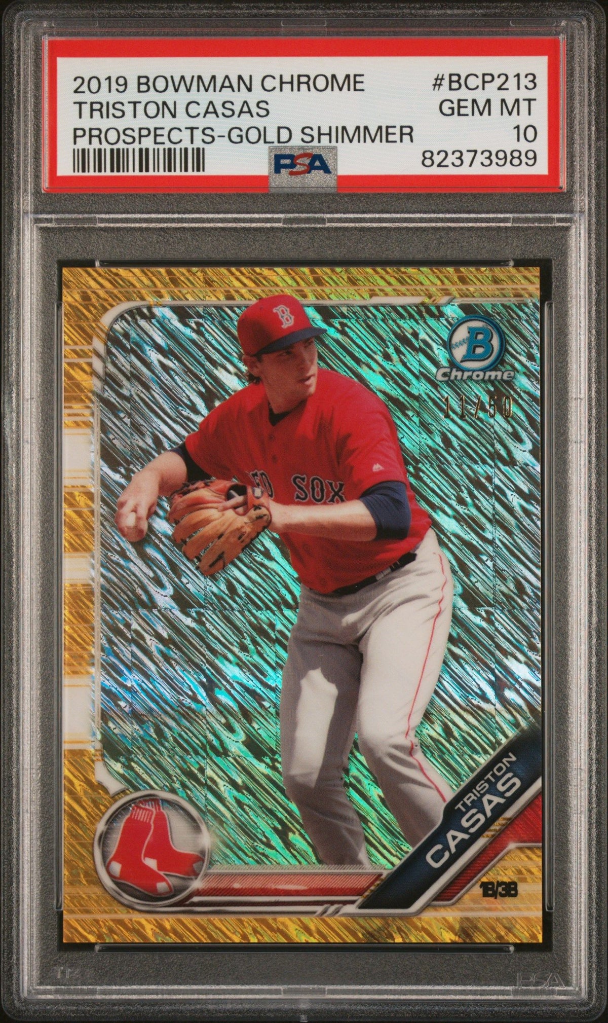 2019 Bowman Chrome Prospects #BCP213 Triston Casas Prospects-Gold Shimmer PSA 10