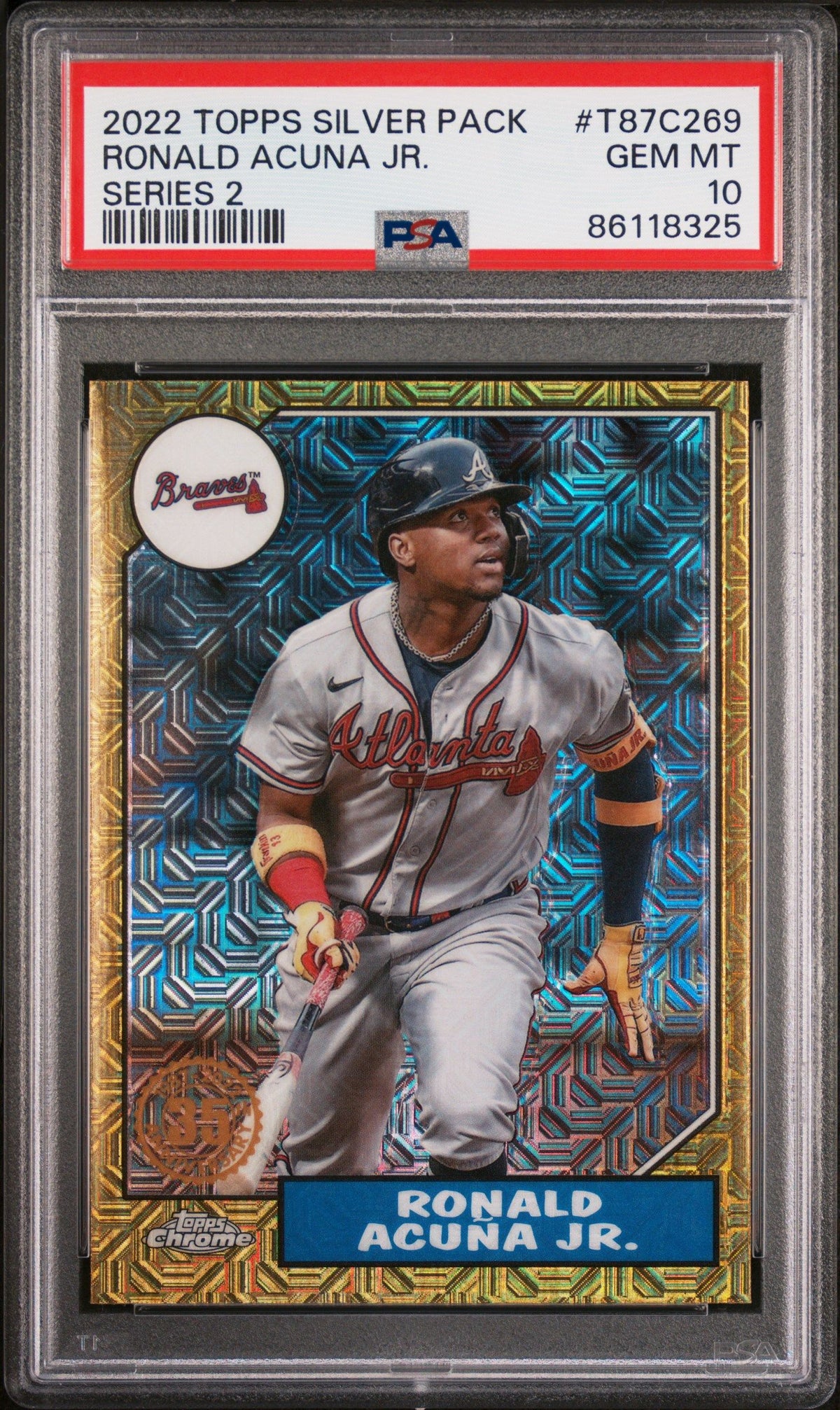 2022 Topps Silver Pack 1987 Chrome Promo Ronald Acuna Jr. Series 2 PSA 10