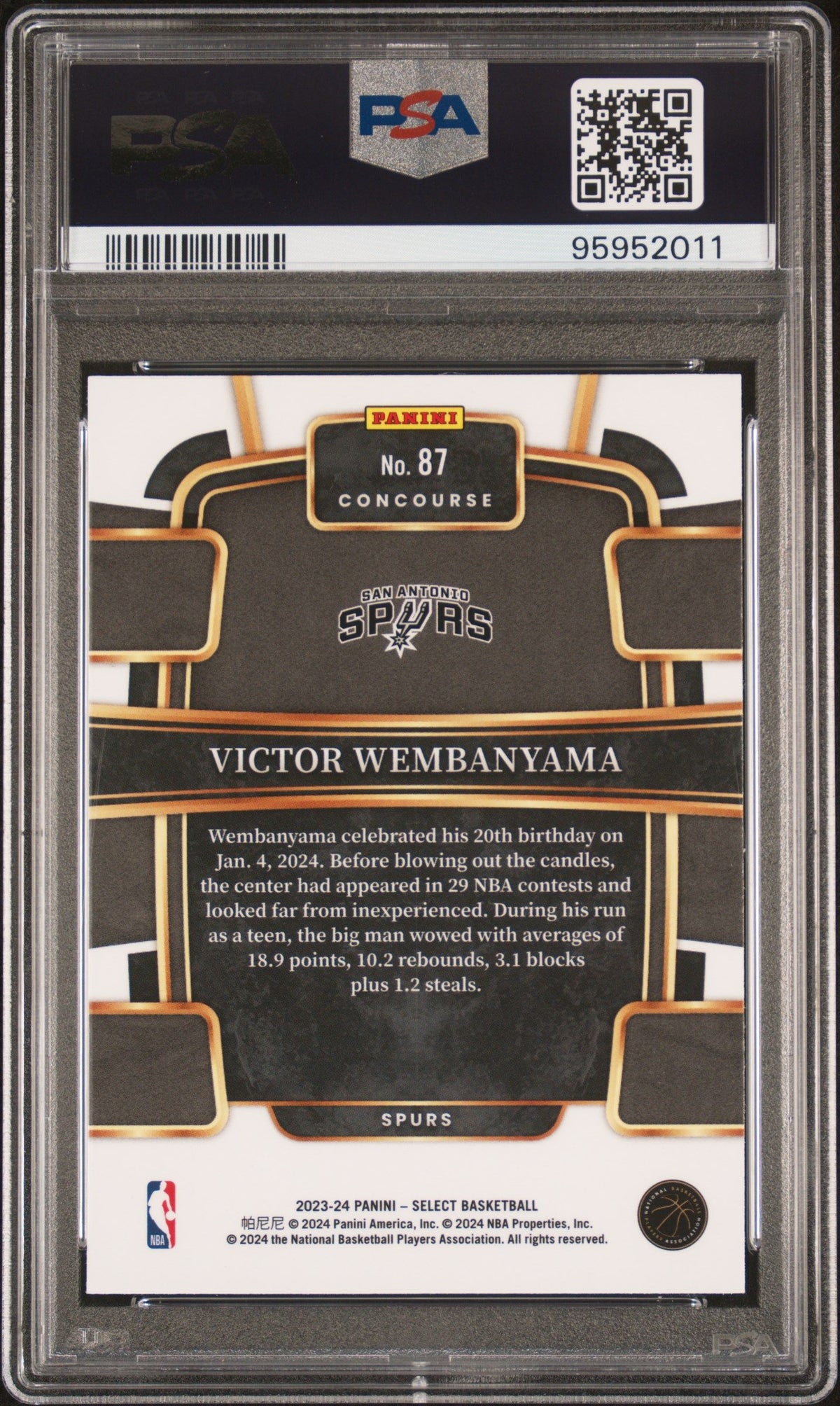 2023 Panini Select Victor Wembanyama PSA 10 95952011