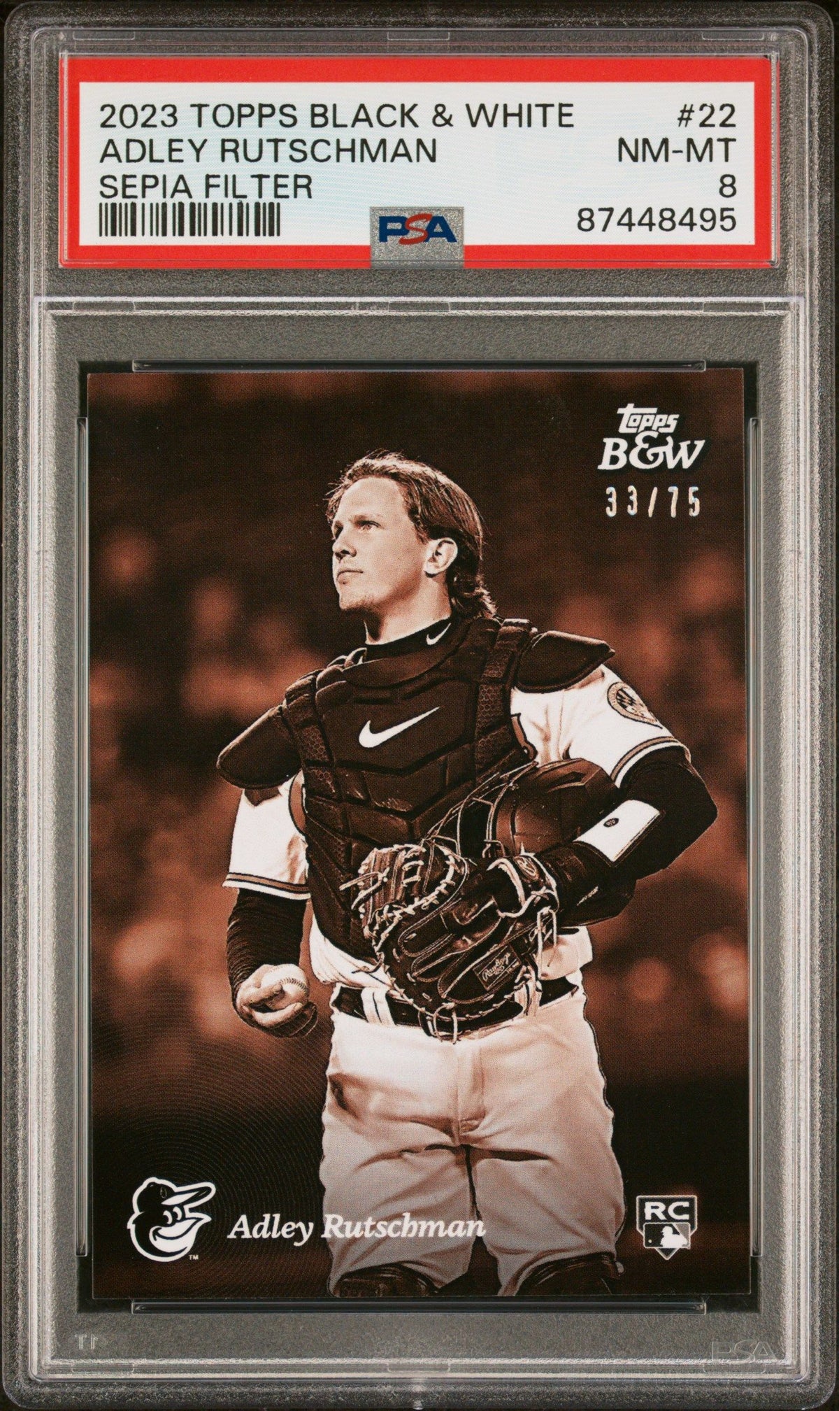 2023 Topps Black And White Adley Rutschman Sepia Filter PSA 8