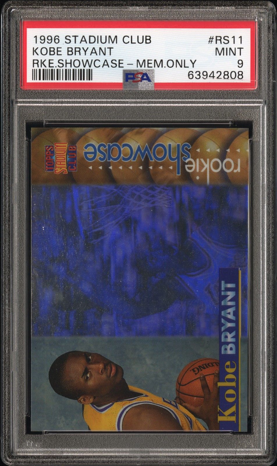 1996 Stadium Club Rookie Showcase #RS11 Kobe Bryant Rke.Showcase-Mem.Only PSA 9