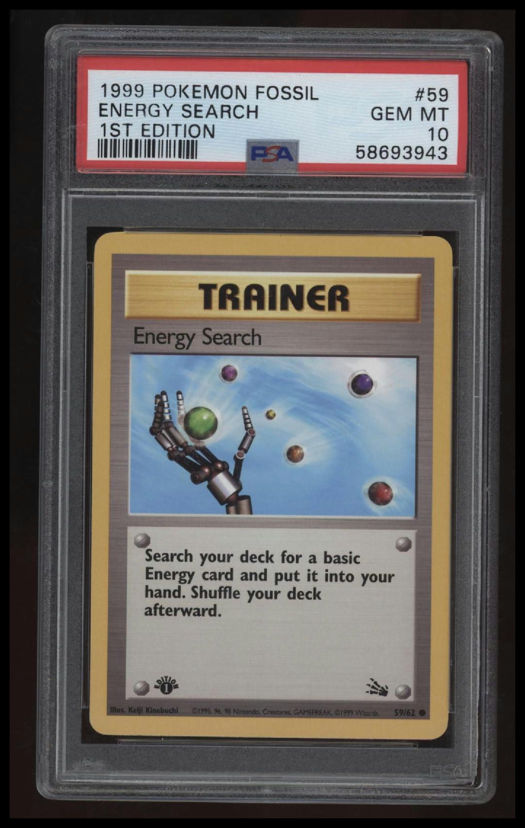 1999 Pokemon Fossil Energy Search 1st Edition PSA 10