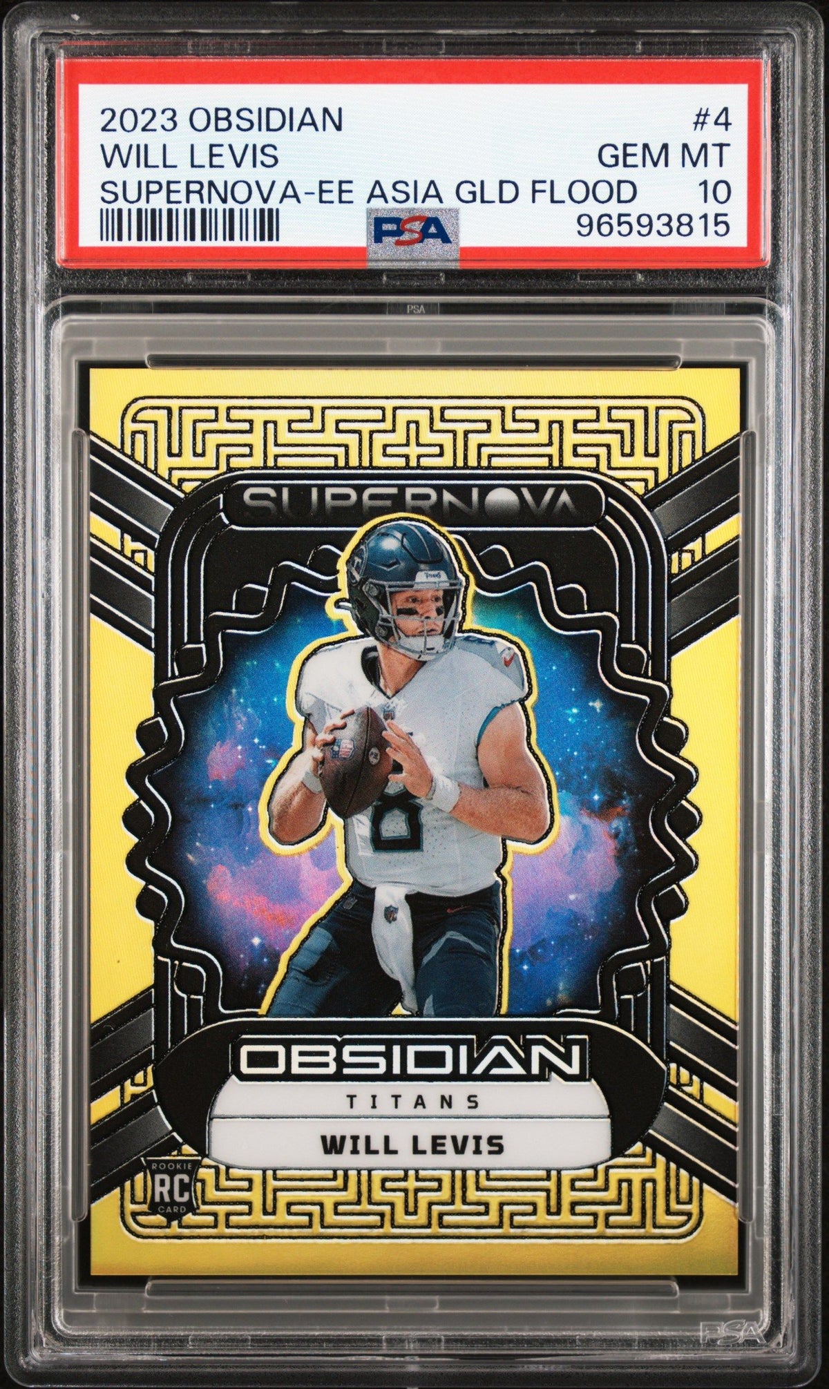 2023 Panini Obsidian Supernova Will Levis Supernova-Ee Asia Gld Flood PSA 10