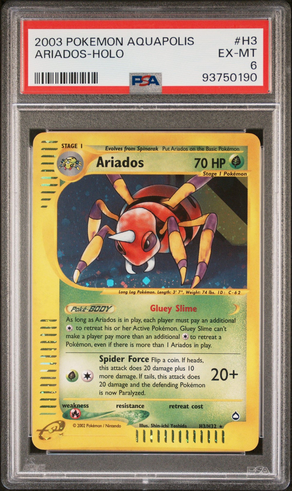 2003 Pokemon Aquapolis Ariados-Holo PSA 6