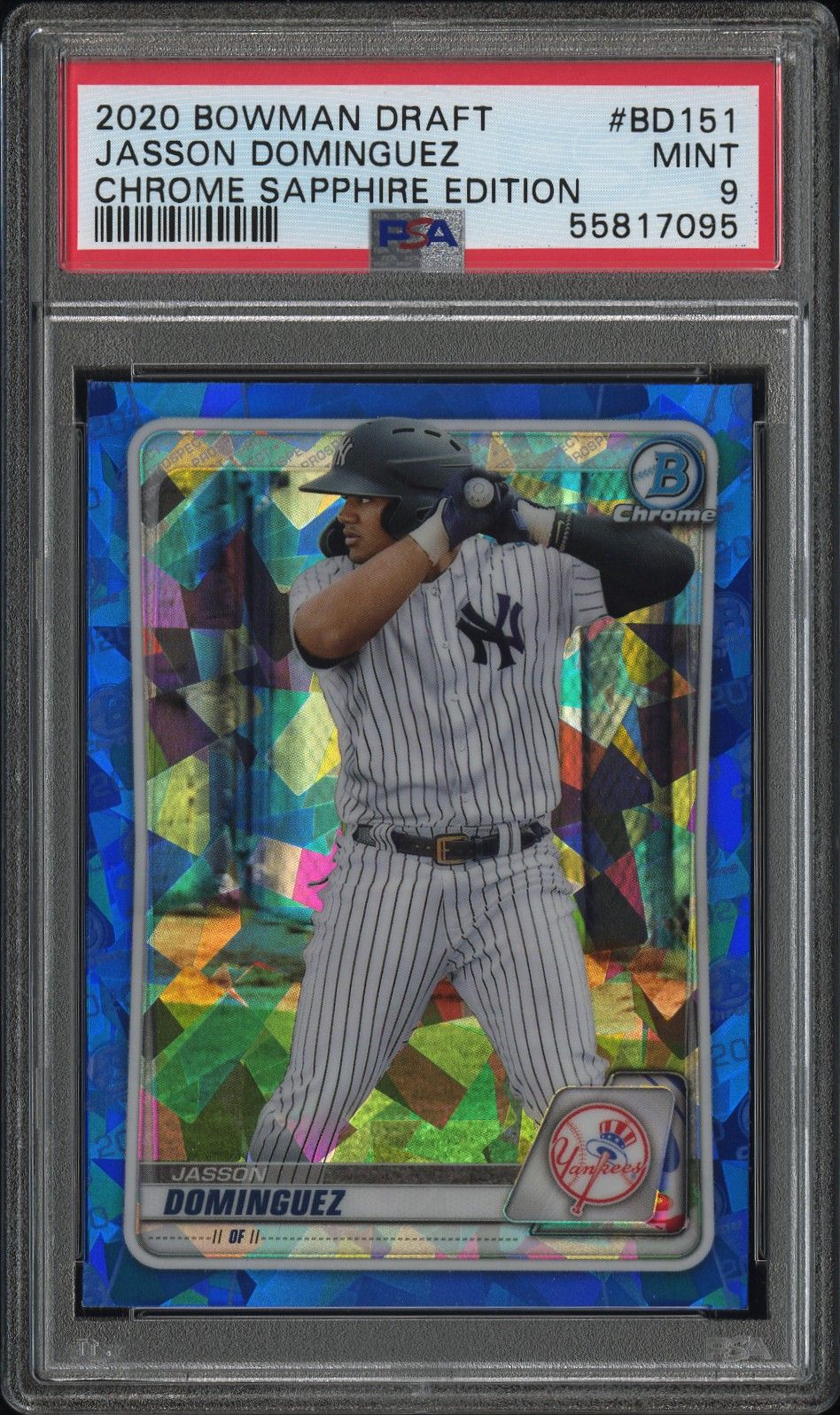 2020 Bowman Draft #BD151 Jasson Dominguez Chrome Sapphire Edition PSA 9