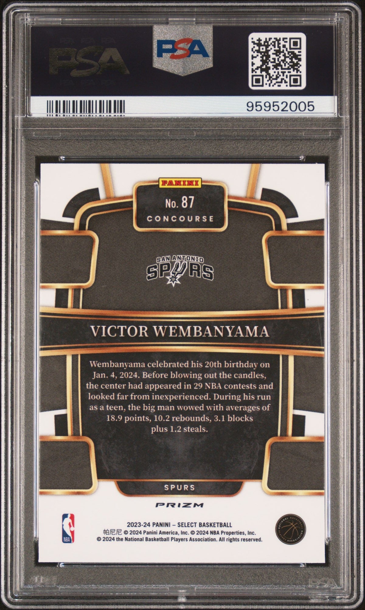 2023 Panini Select Victor Wembanyama Disco PSA 10 95952005