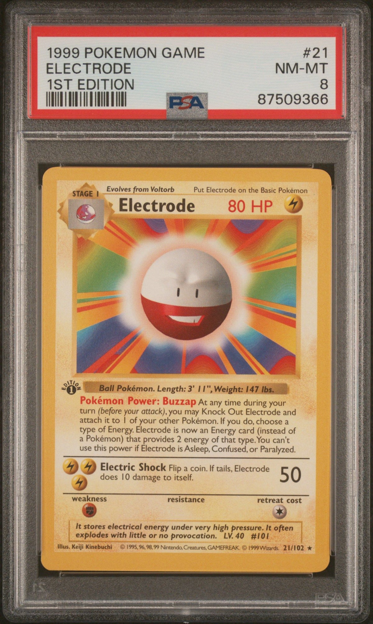 1999 Pokemon Game Electrode 1st Edition PSA 8