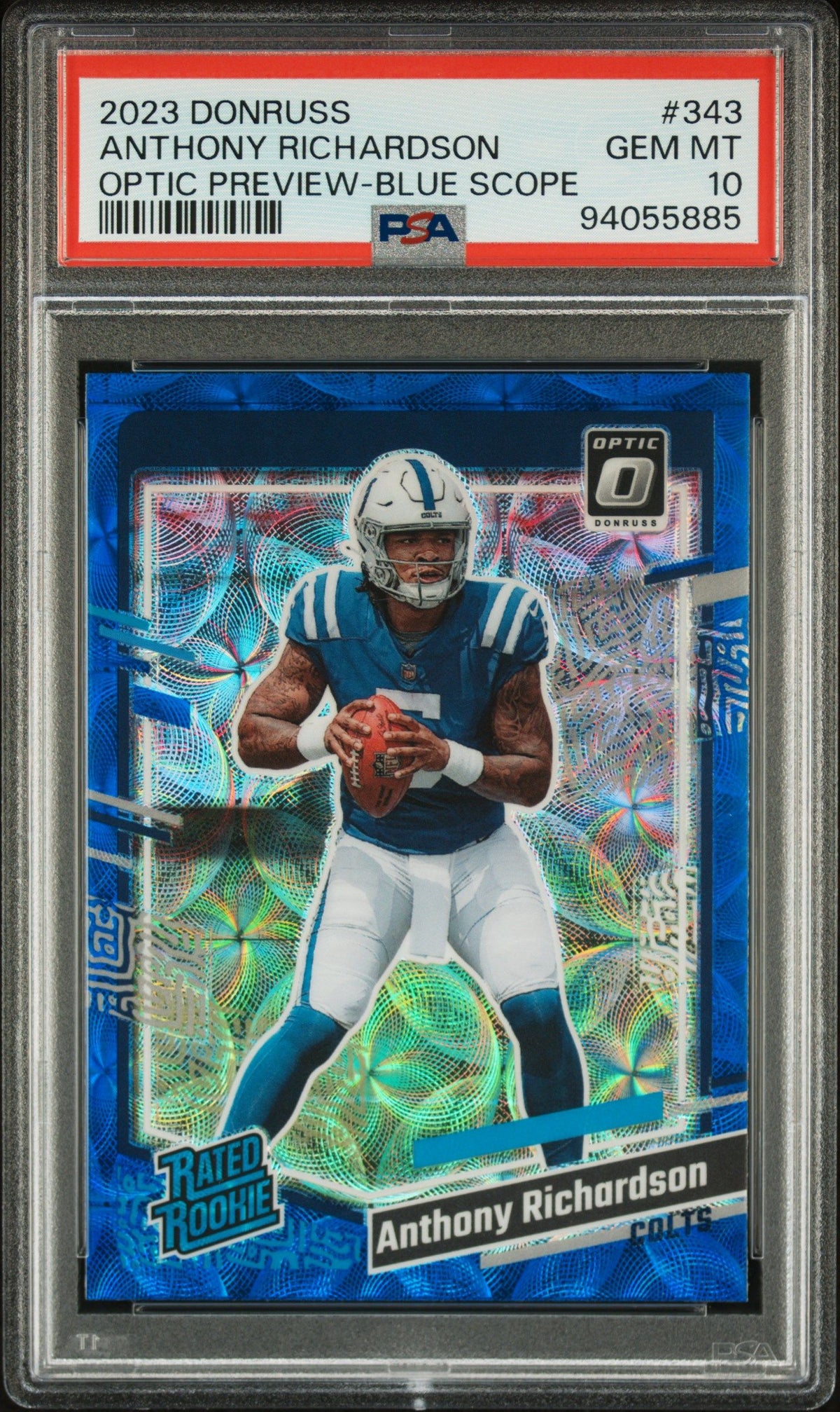 2023 Panini Donruss Anthony Richardson Optic Preview-Blue Scope PSA 10