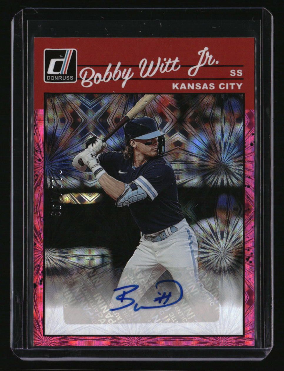 2023 Donruss Bobby Witt Jr. Retro 1990 Signatures Pink Fireworks