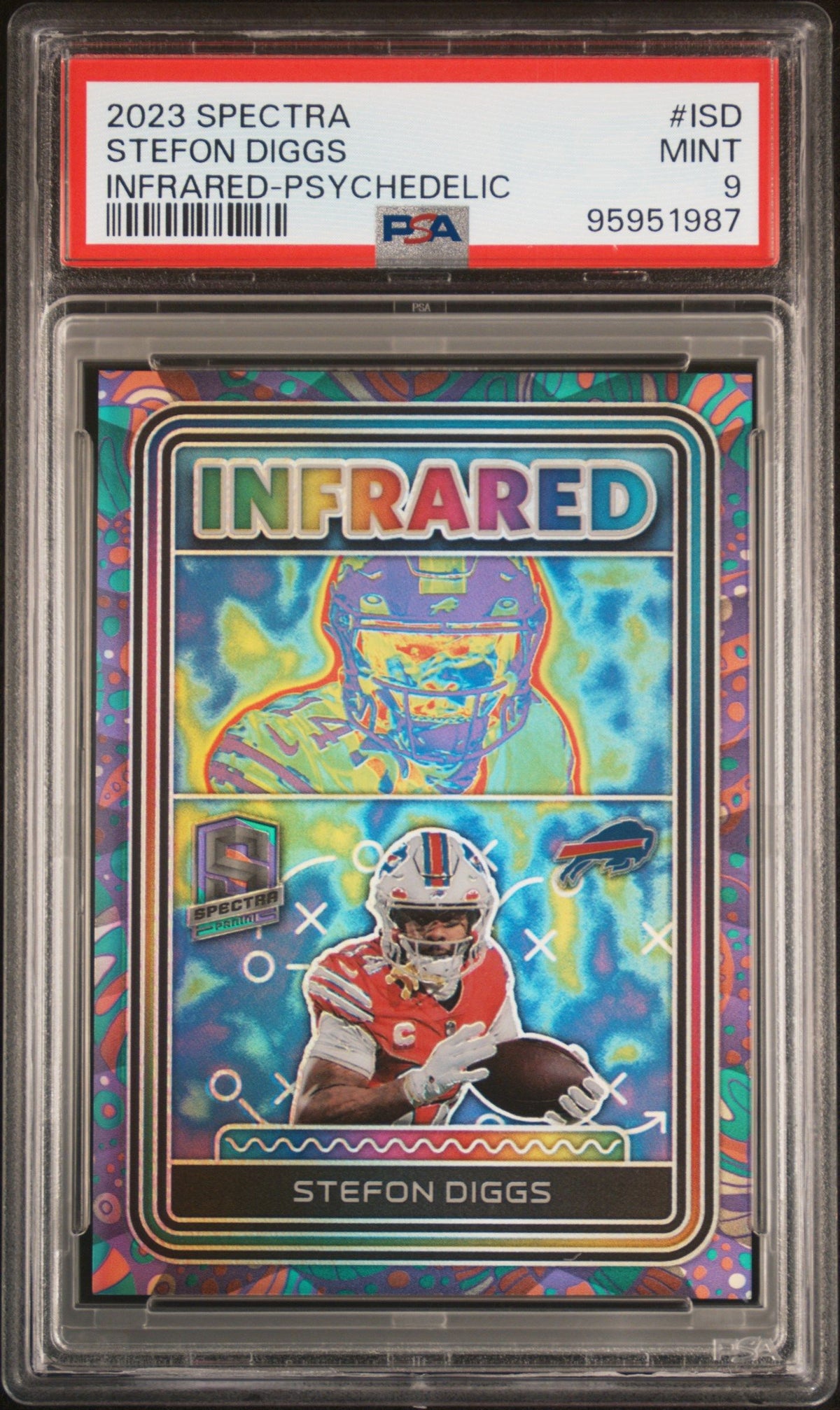 2023 Panini Spectra Infrared Stefon Diggs Infrared-Psychedelic PSA 9