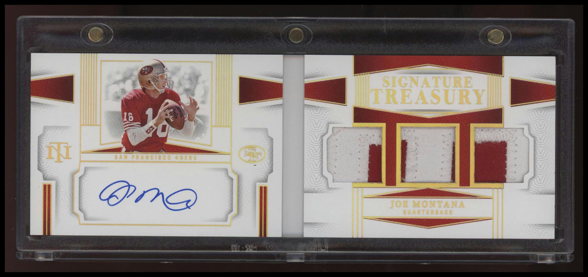 2023 National Treasures Joe Montana Patch Auto Signature Treasury Holo Gold /10