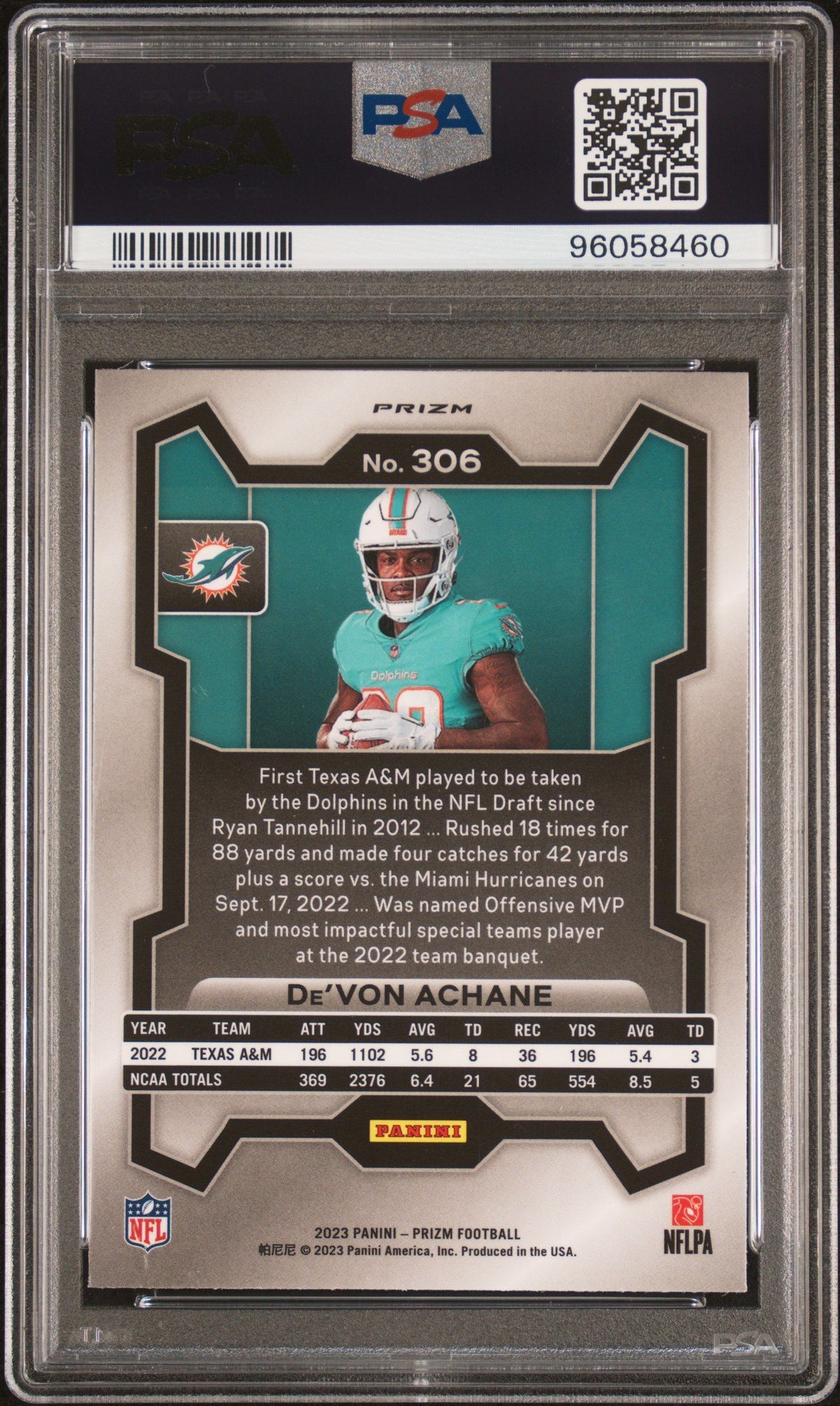 2023 Panini Prizm De&#39;Von Achane Variation PSA 10