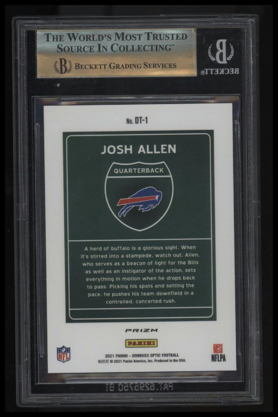 2021 Donruss Optic Downtown! Josh Allen BGS 9.5