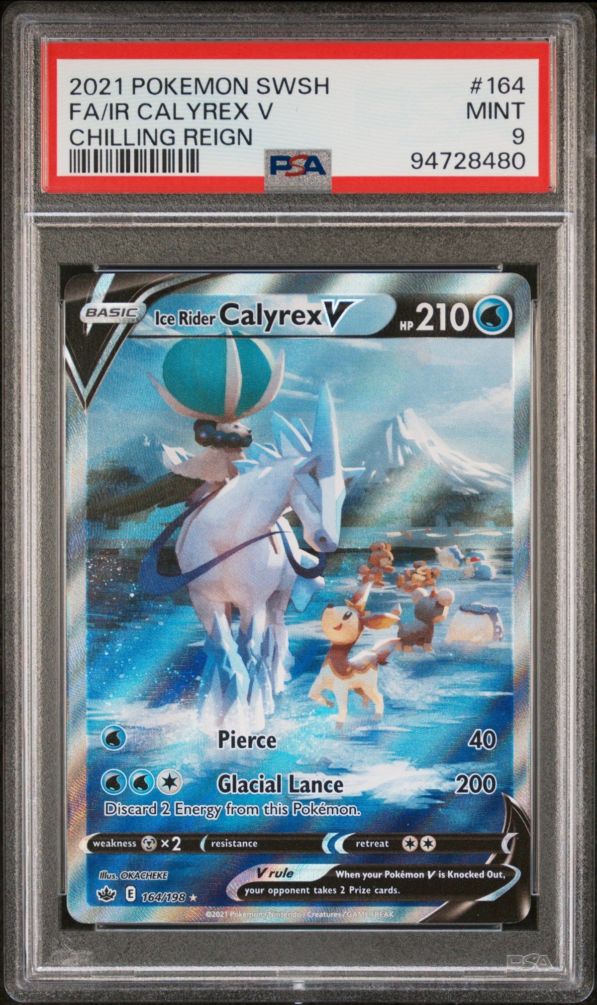 2021 Pokemon Sword &amp; Shield Chilling Reign Fa/Ir Calyrex V Chilling Reign PSA 9