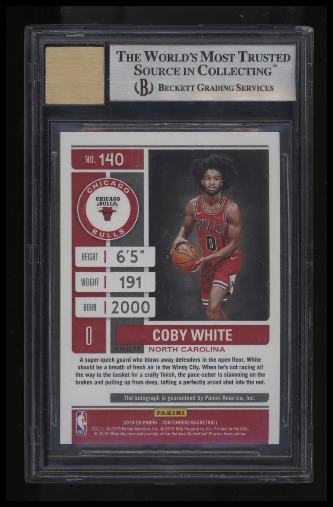 2019-20 Panini Contenders The Finals Ticket Coby White AU/49 BGS 9.0