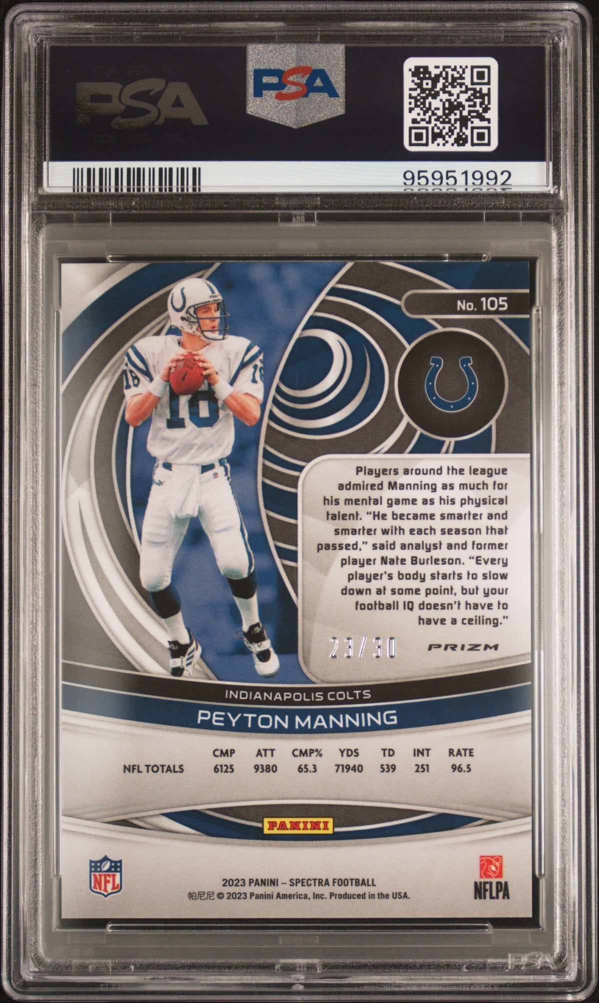 2023 Panini Spectra Peyton Manning Spectris PSA 10