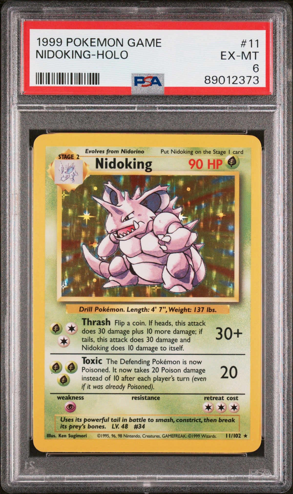 1999 Pokemon Game Nidoking-Holo PSA 6