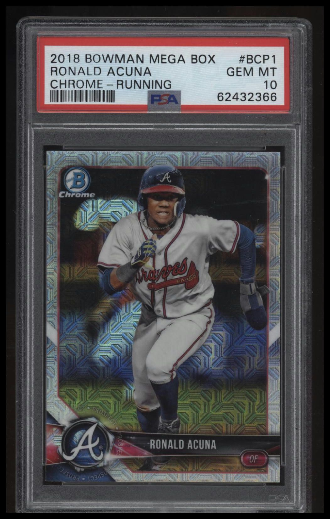 2018 Bowman Mega Box Chrome Ronald Acuna Chrome-Running PSA 10