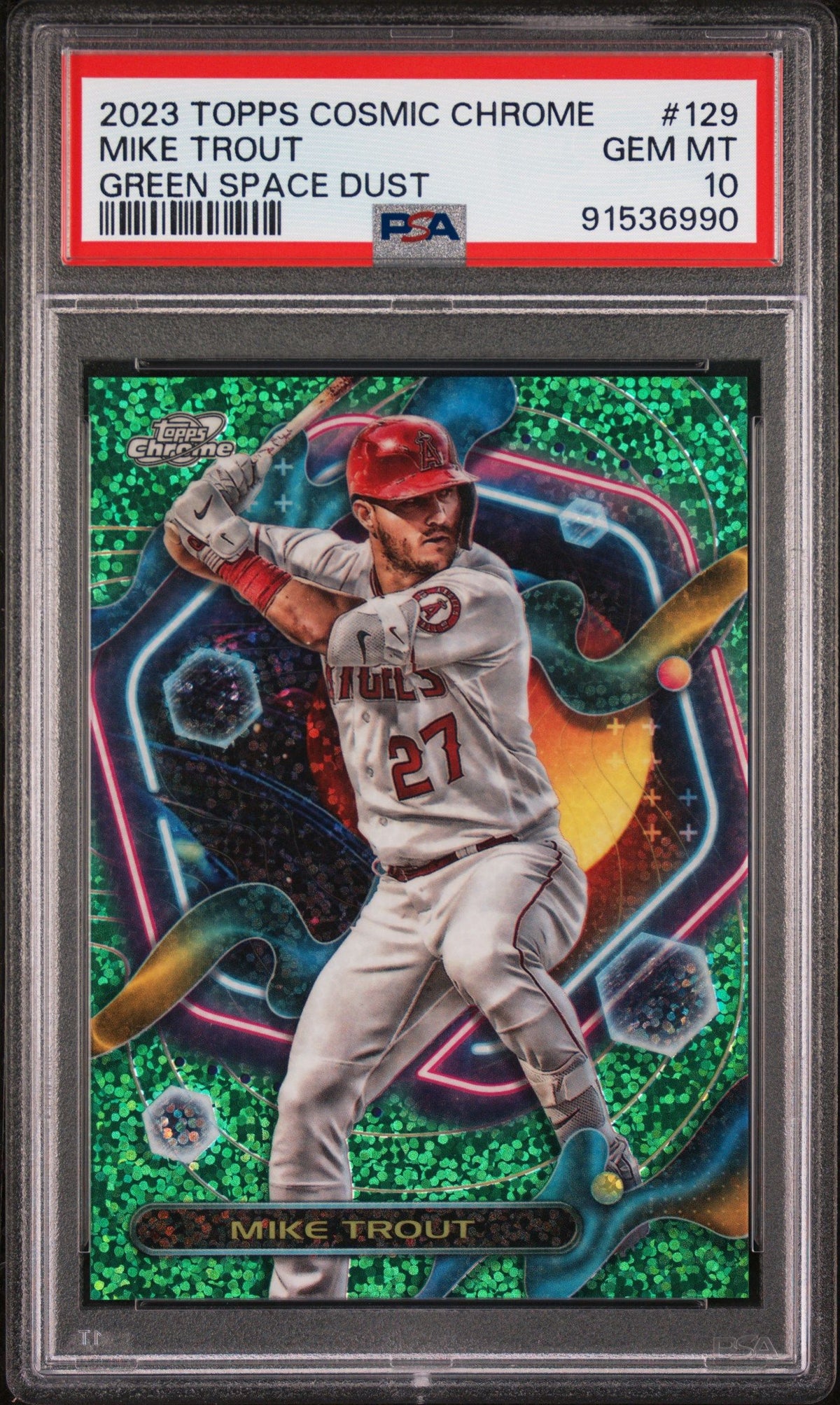 2023 Topps Cosmic Chrome #129 Mike Trout Green Space Dust PSA 10