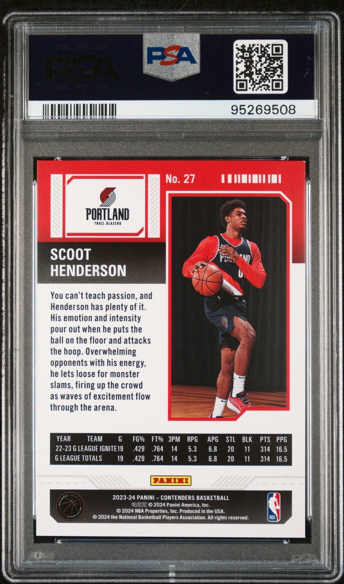 2023 Panini Contenders Scoot Henderson Conference Finals PSA 9